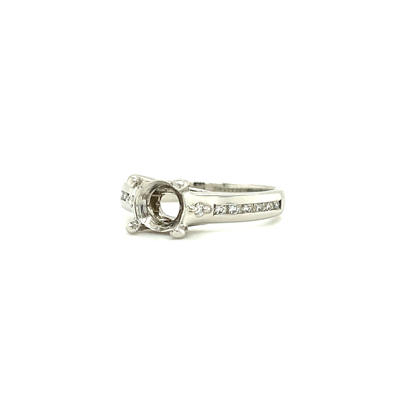 Diamond Ring Setting with Fourteen Diamonds in Platinum Right Side View