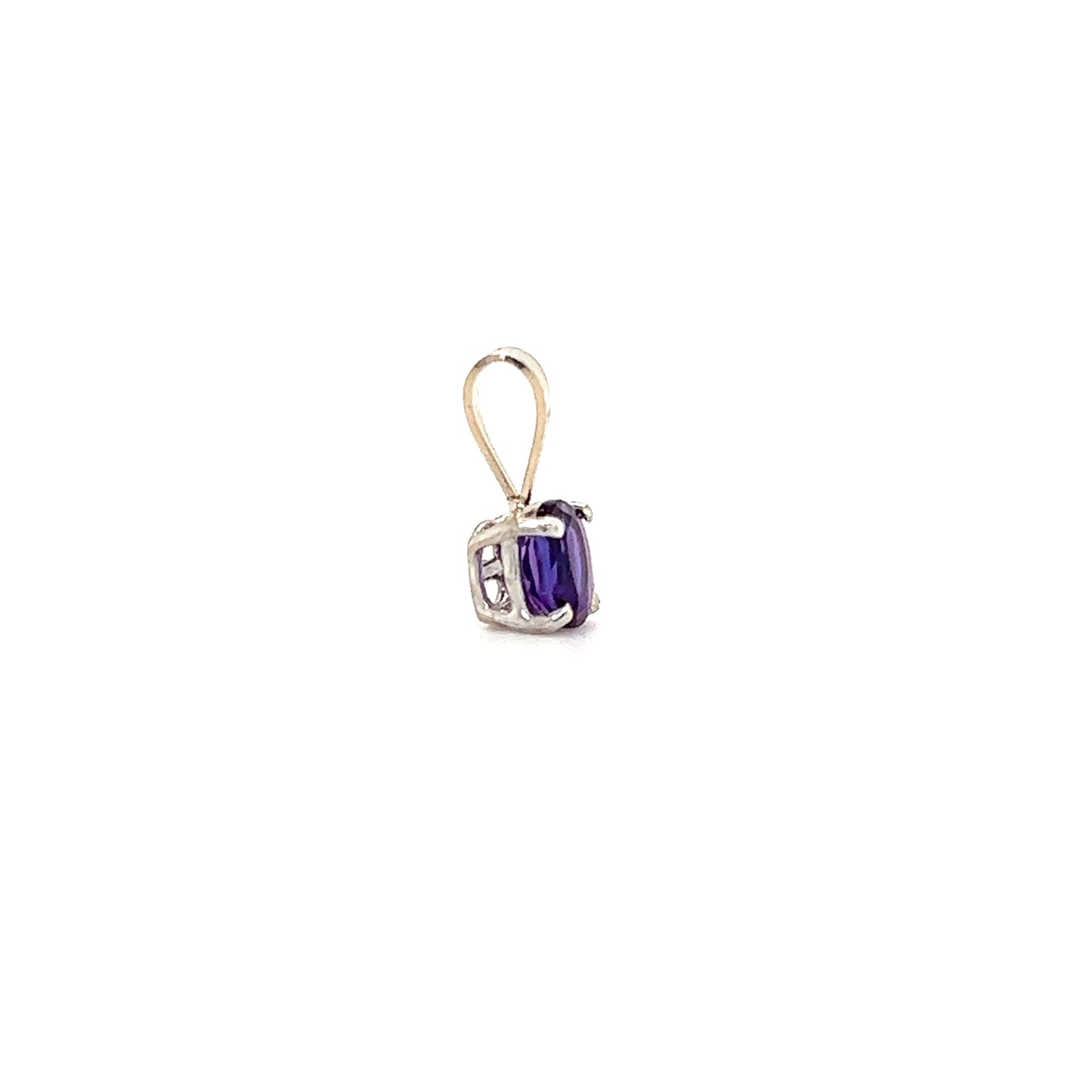 Solitaire Amethyst Pendant in 14K White Gold Right Side View