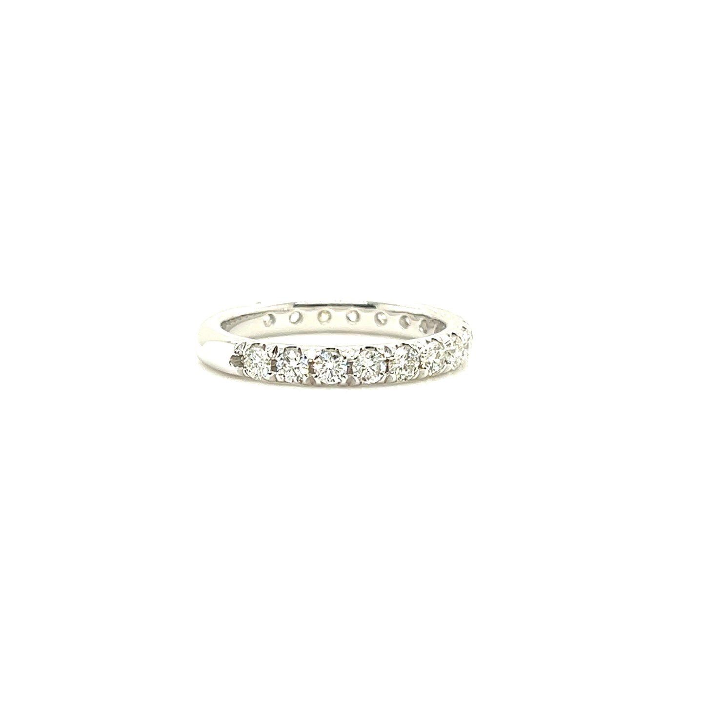 French-set Diamond Ring with 1ctw of Diamonds in 14K White Gold Left Side View