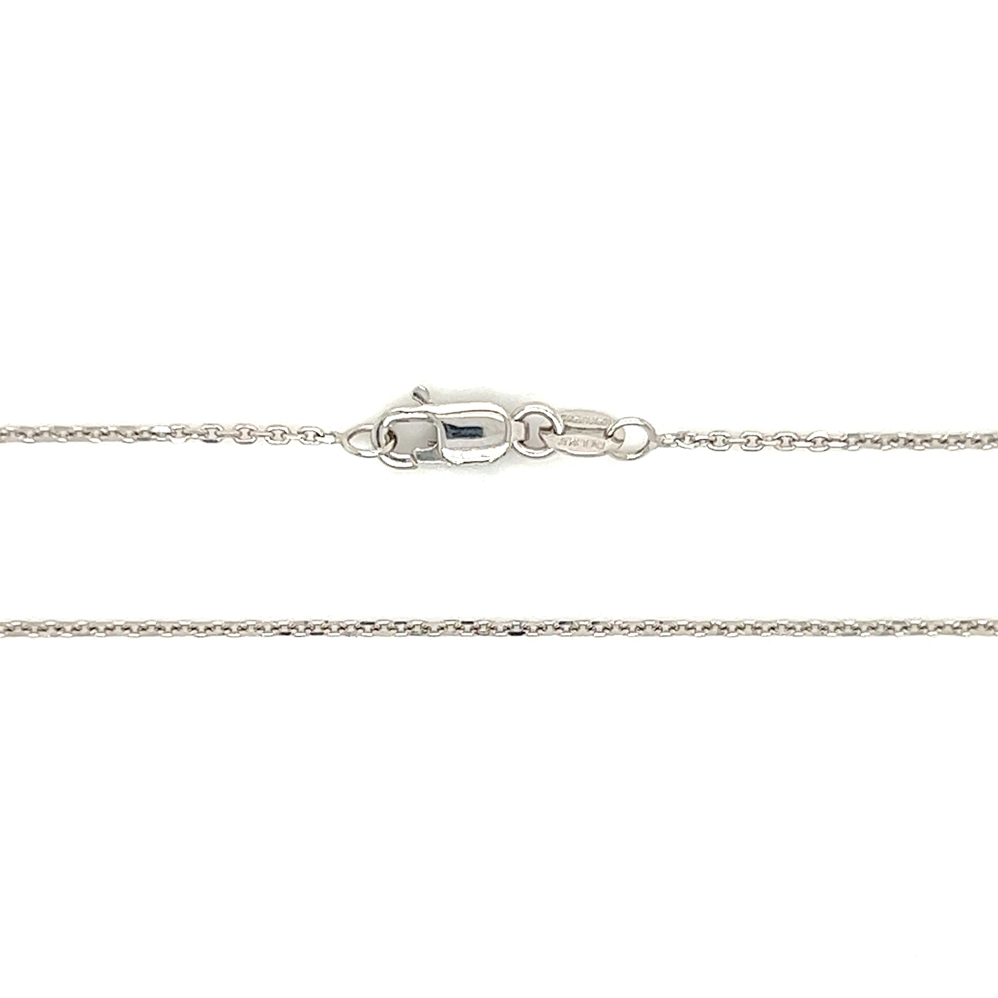 Cable 1.0mm Chain with 18in Length in 14K White Gold Chain and Clasp View