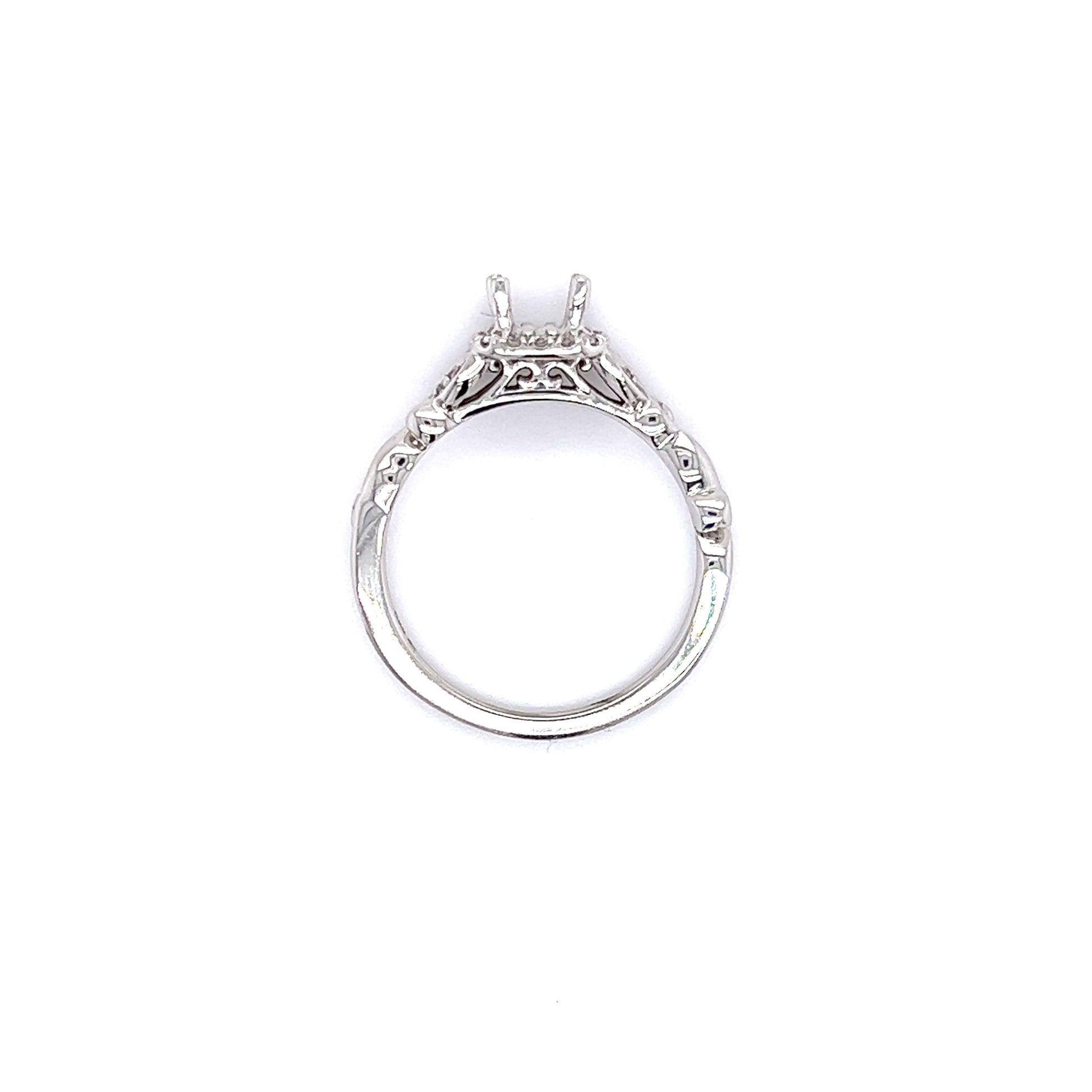 Willow Ring Setting with Diamond Halo in 14K White Gold Top View