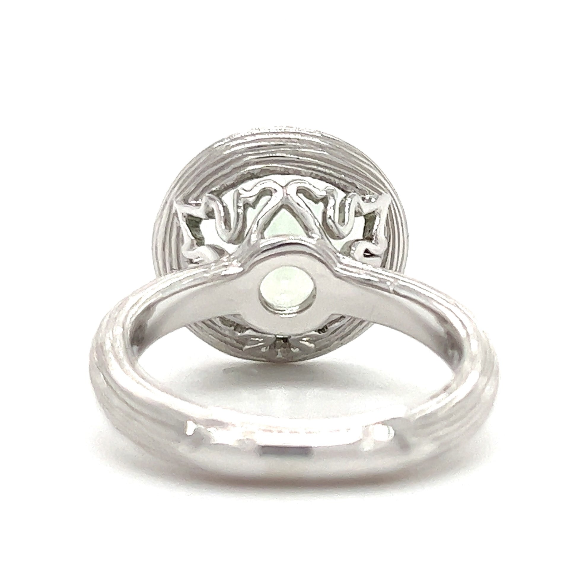 Green Mint Quartz Ring in Sterling Silver Back View