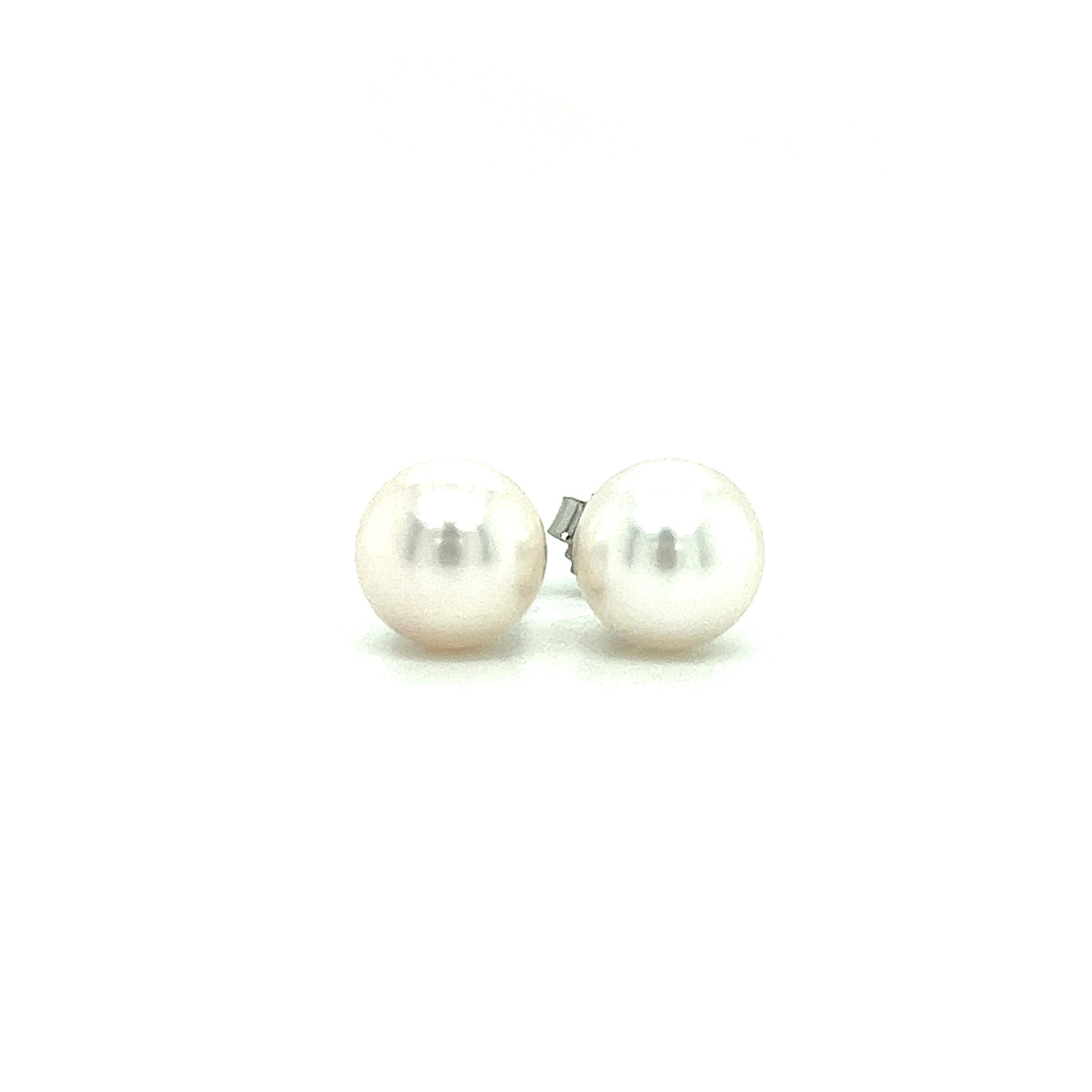 Pearl 6.5mm Stud Earrings in 14K White Gold Front View