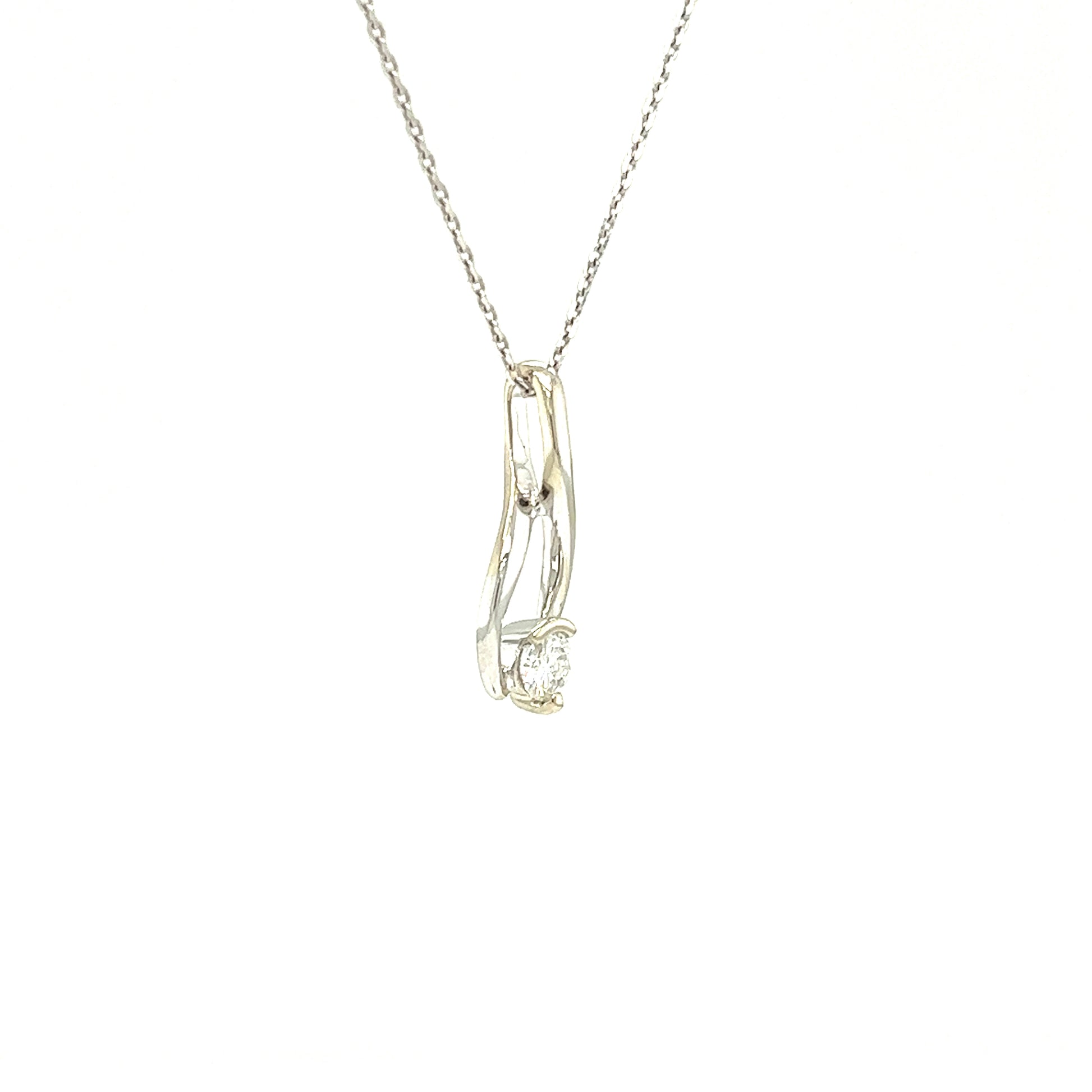 Infinity Pendant with 0.25ctw of Diamonds in 14K White Gold Pendant and Chain Left Side View