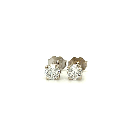 Diamond Stud Earrings with 0.80ctw of Diamonds in 14K White Gold Front View