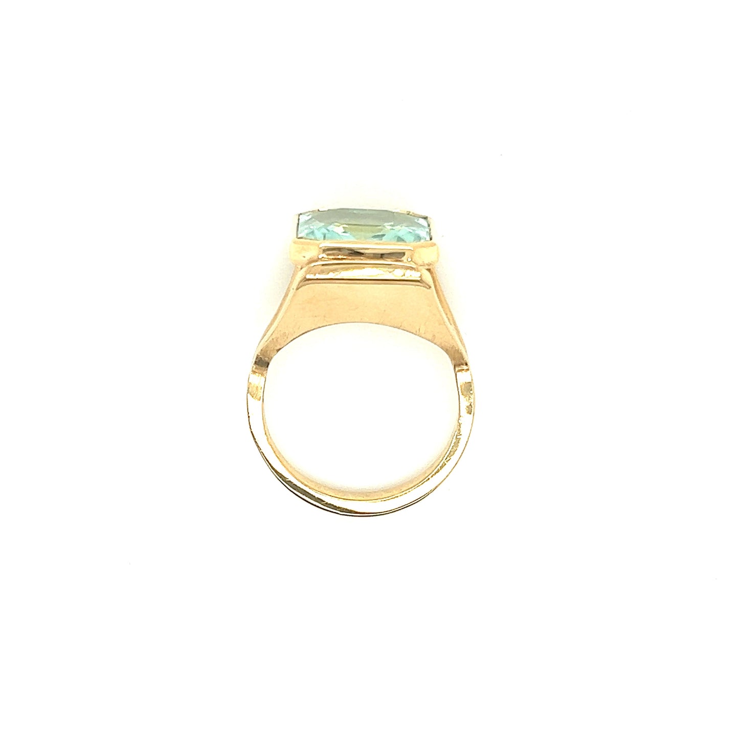 Blue Topaz Ring with Split Shank Setting in 14K Yellow Gold Top View