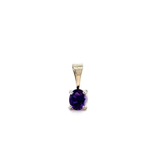 Solitaire Amethyst Pendant in 14K White Gold Pendant Front View