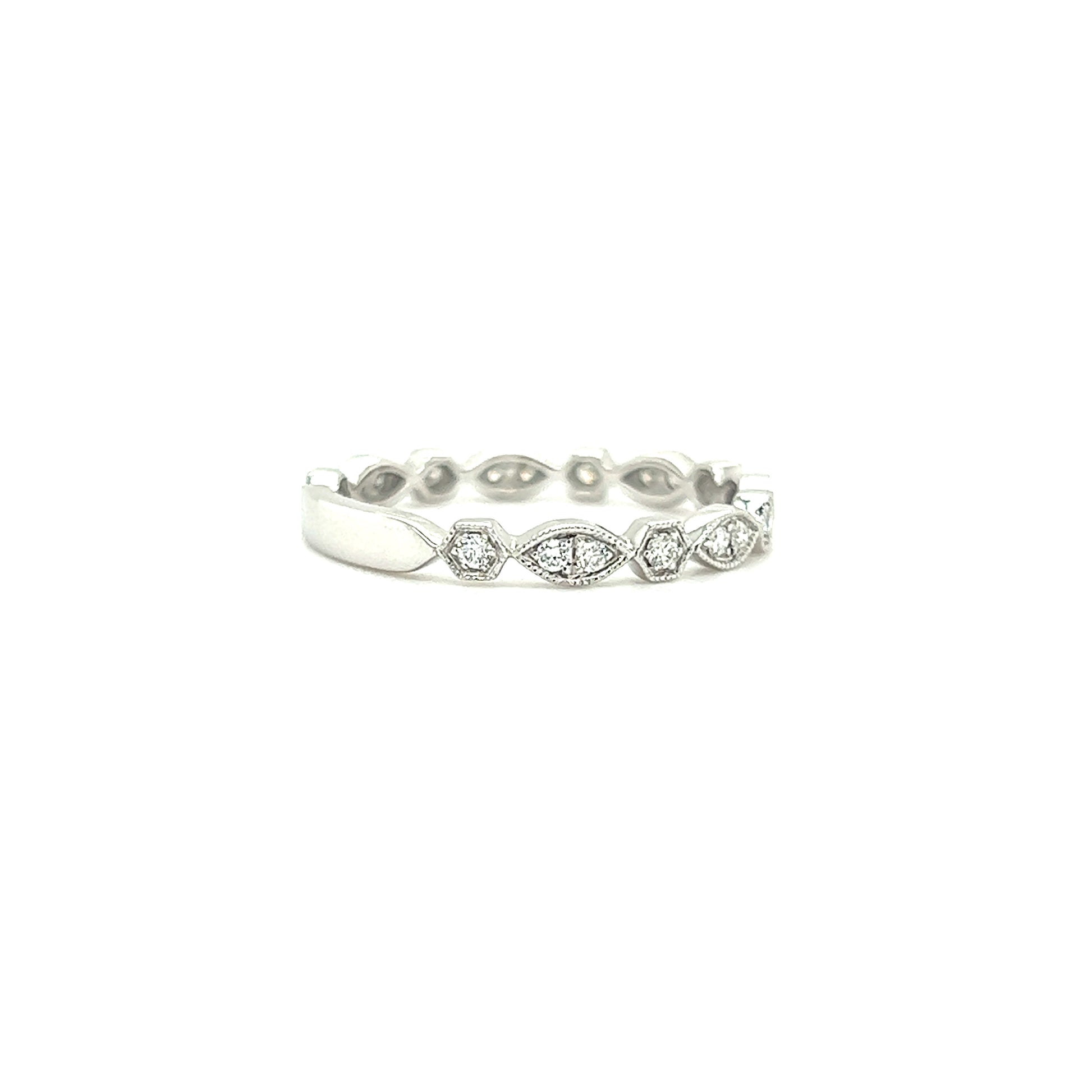 Hexagonal Diamond Ring with 0.20ctw of Diamonds in 14K White Gold Left Side View