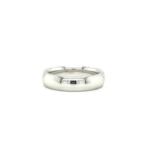 Half Round 5mm Ring with Comfort-fit in 14K White Gold Front View
