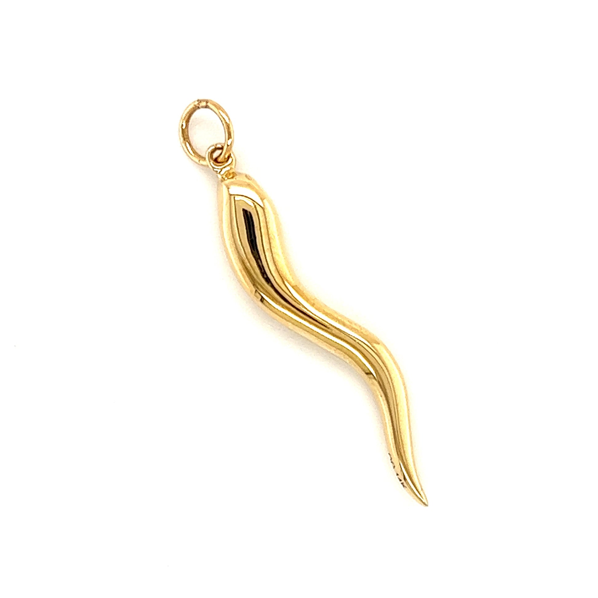 Italian Horn Charm in 14K Yellow Gold Top View