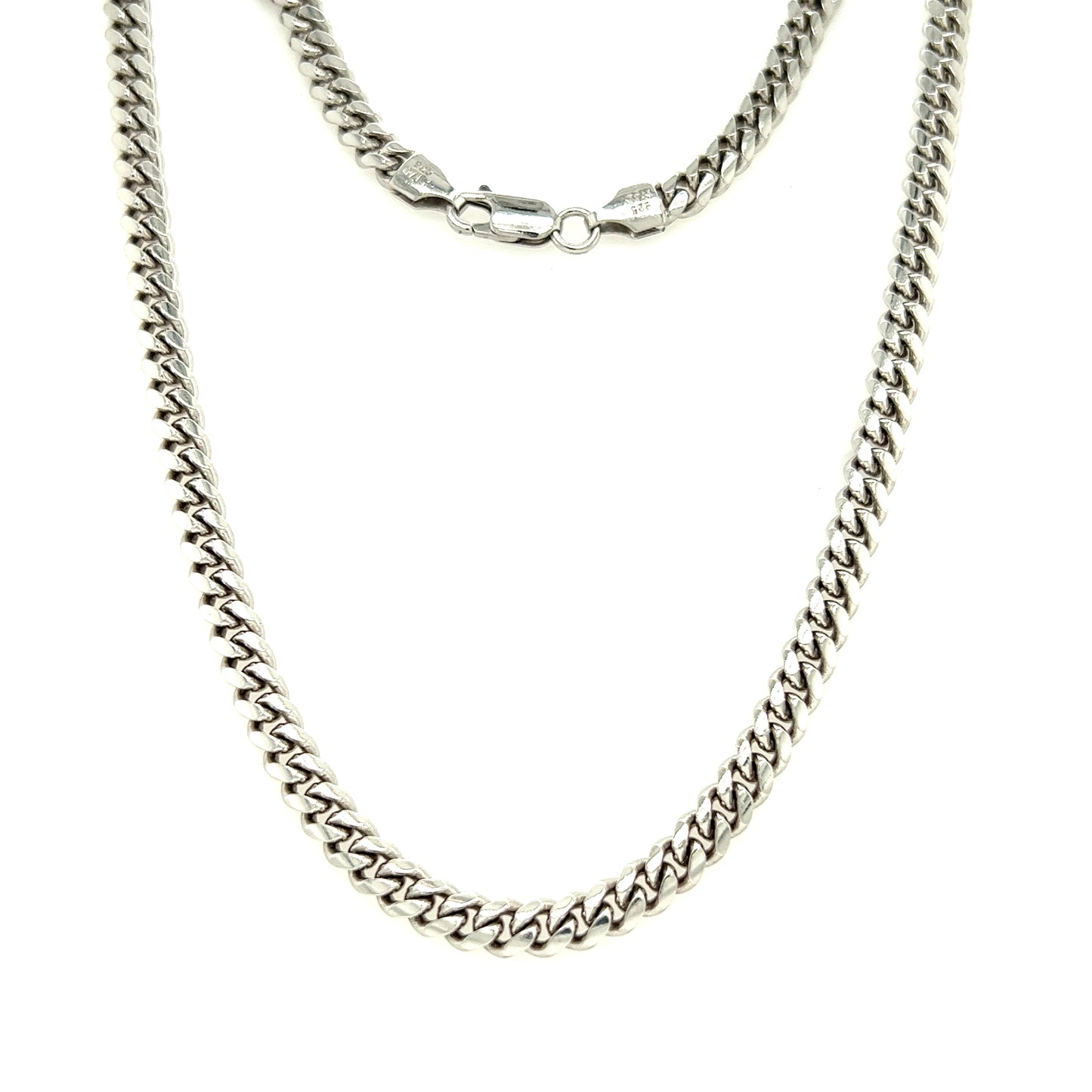Curb Chain 4.9mm with 24in Length in Sterling Silver Full Necklace