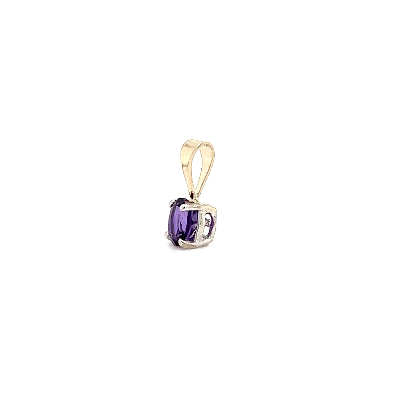 Solitaire Amethyst Pendant in 14K White Gold Left Side View