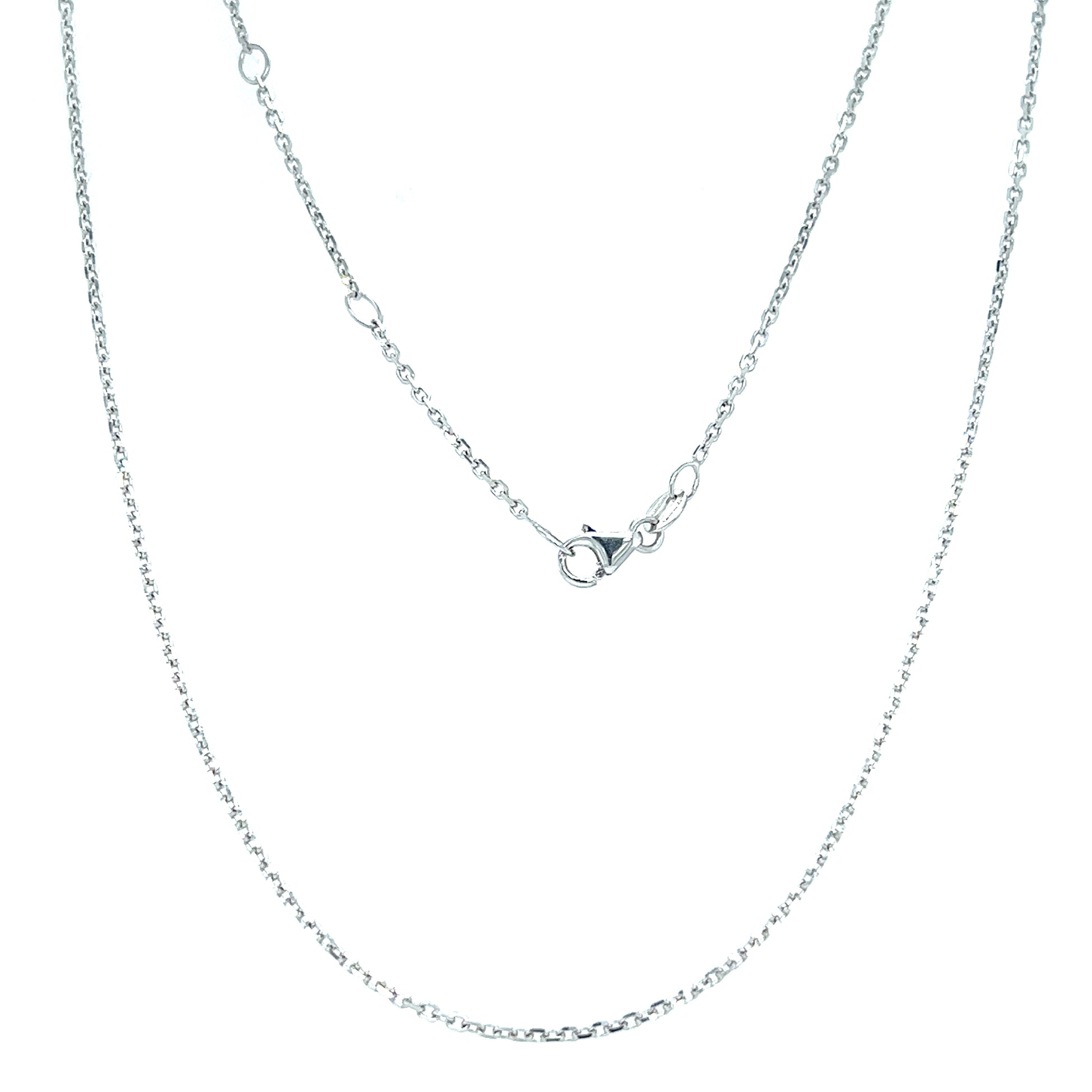 Cable Chain 1.3mm with Adjustable Length in 14K White Gold Full Chain View