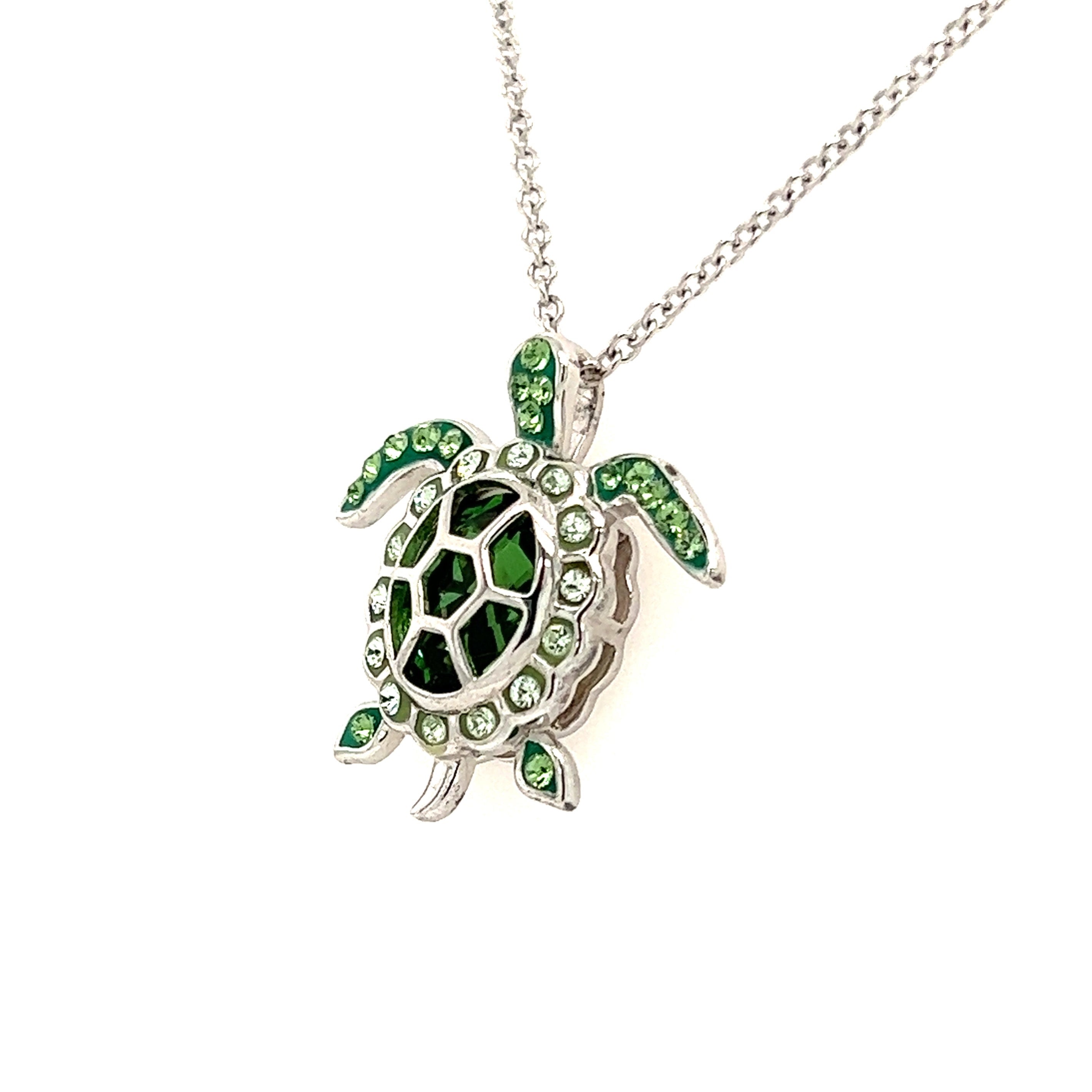 Turtle Necklace and Bracelet Green Made top of Sterling Silver