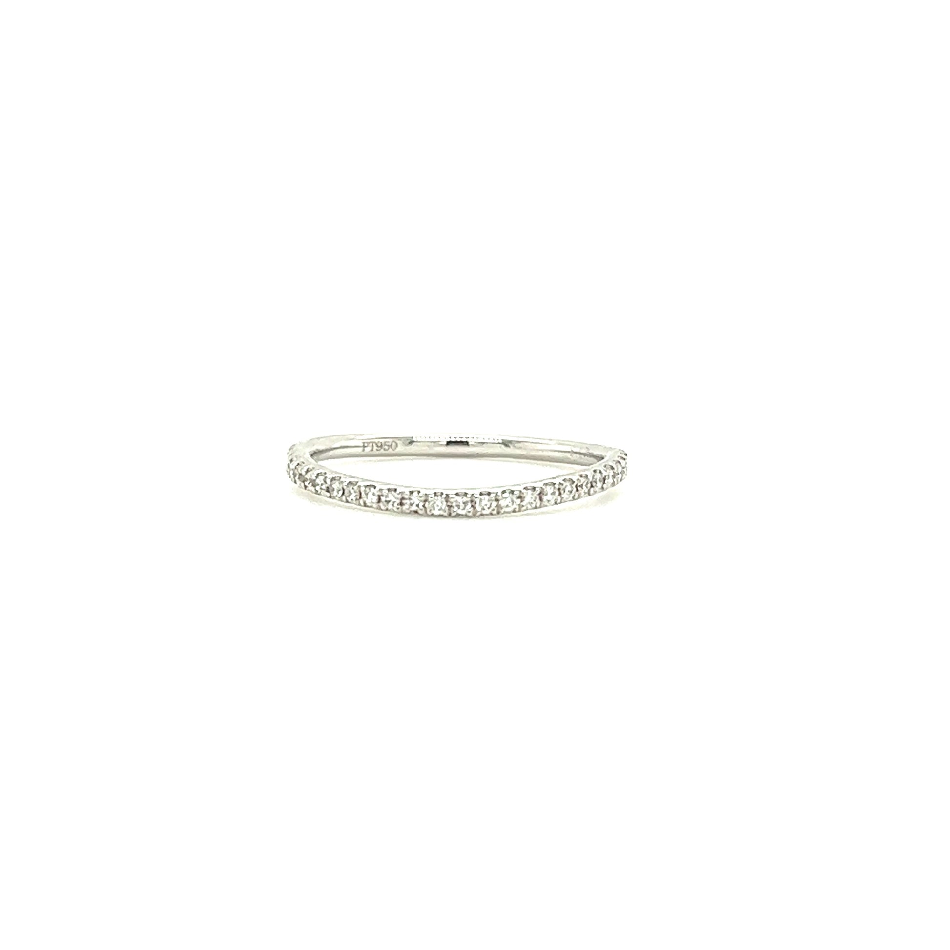 Curved Diamond Ring with 0.15ctw of Diamonds in Platinum Front View