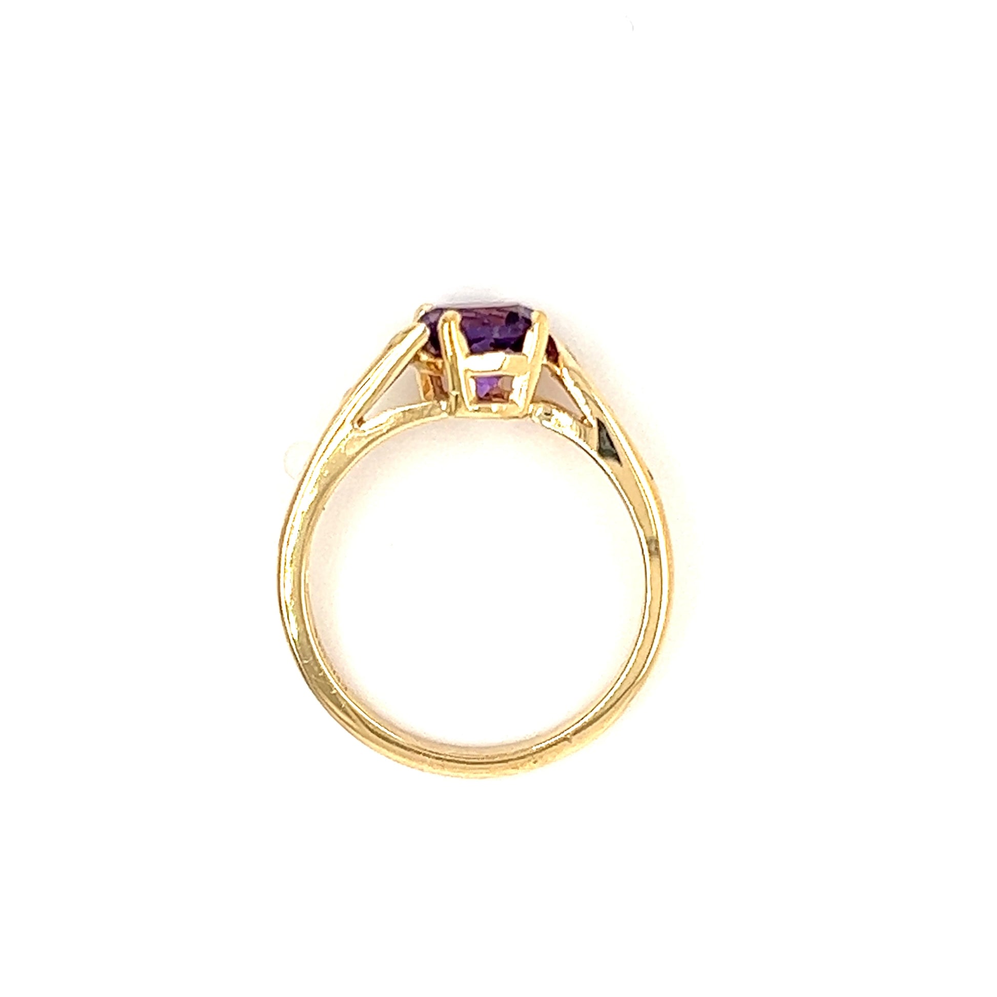 Bypass Amethyst Ring in 14K Yellow Gold Top View