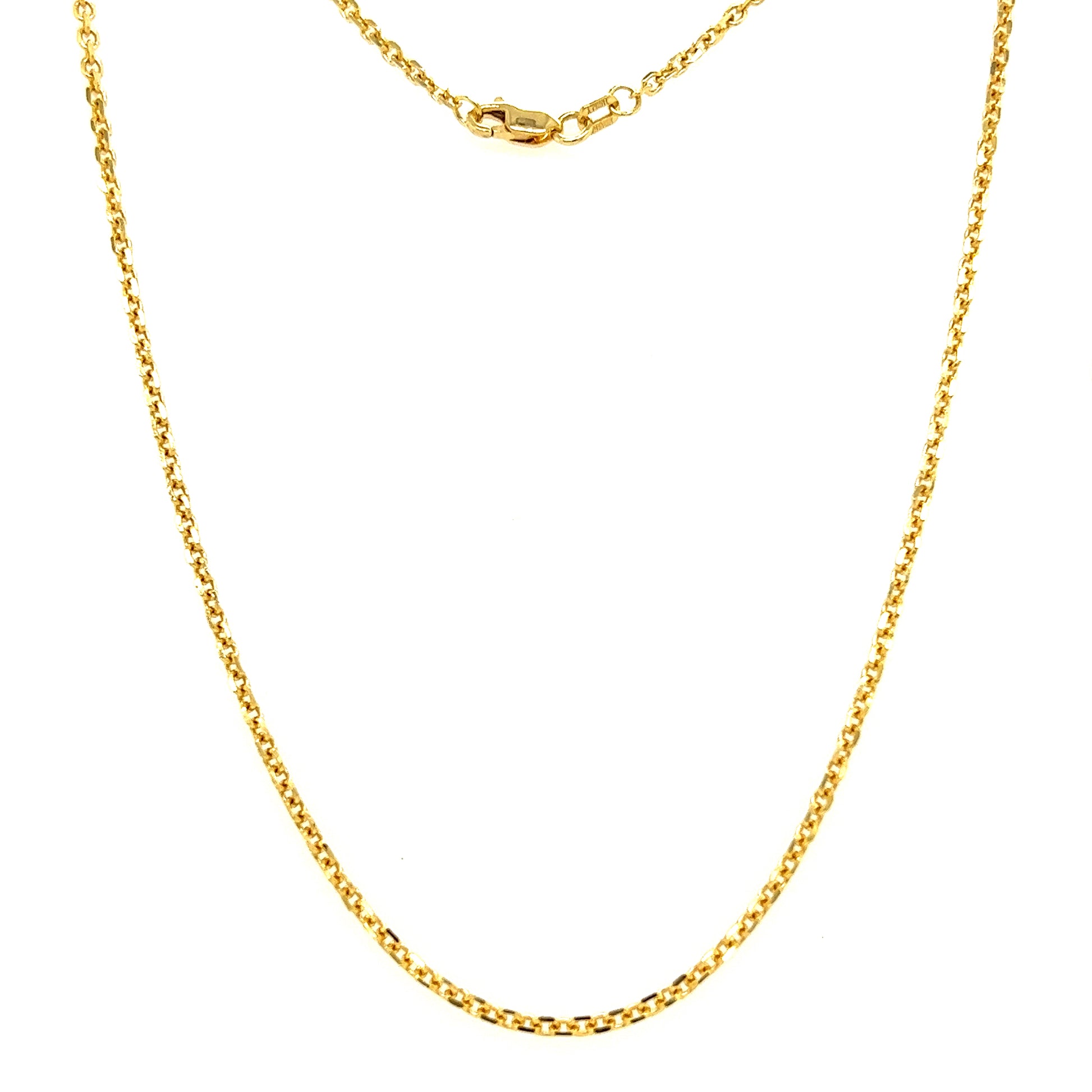 Cable Chain 1.8mm in 14K Yellow Gold Full Chain Front View