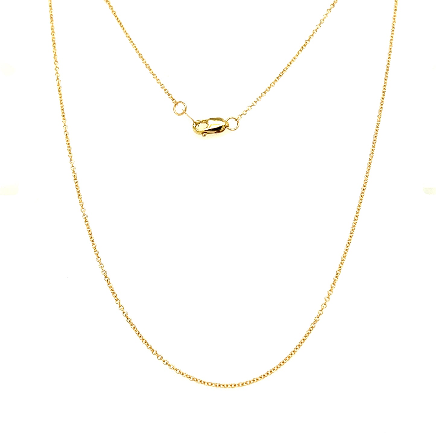 Cable Chain 1mm with 16in of Length in 14K Yellow Gold Full Chain Front View