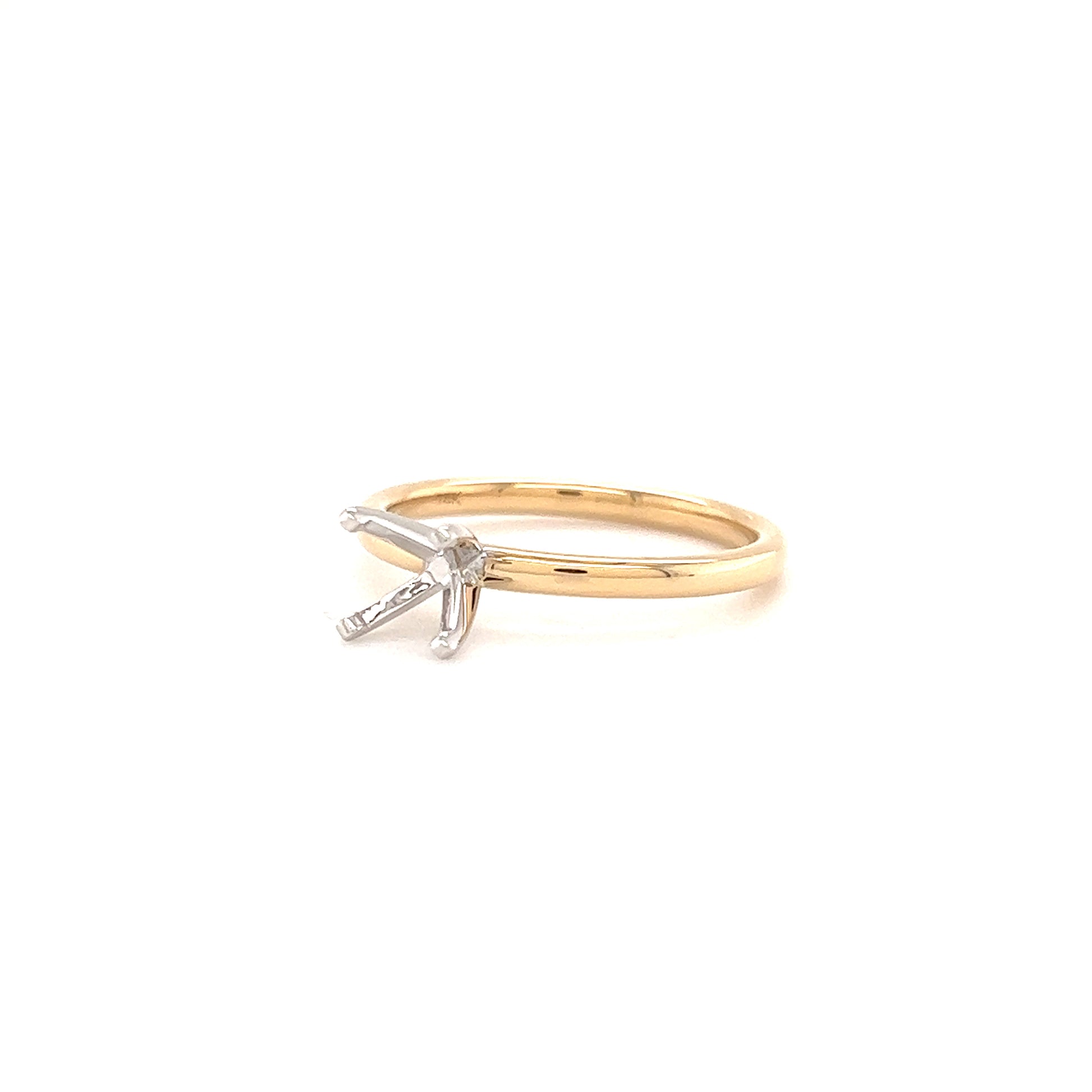 Solitaire Ring Setting with Four Prong Head in 14K Yellow Gold Right Side View