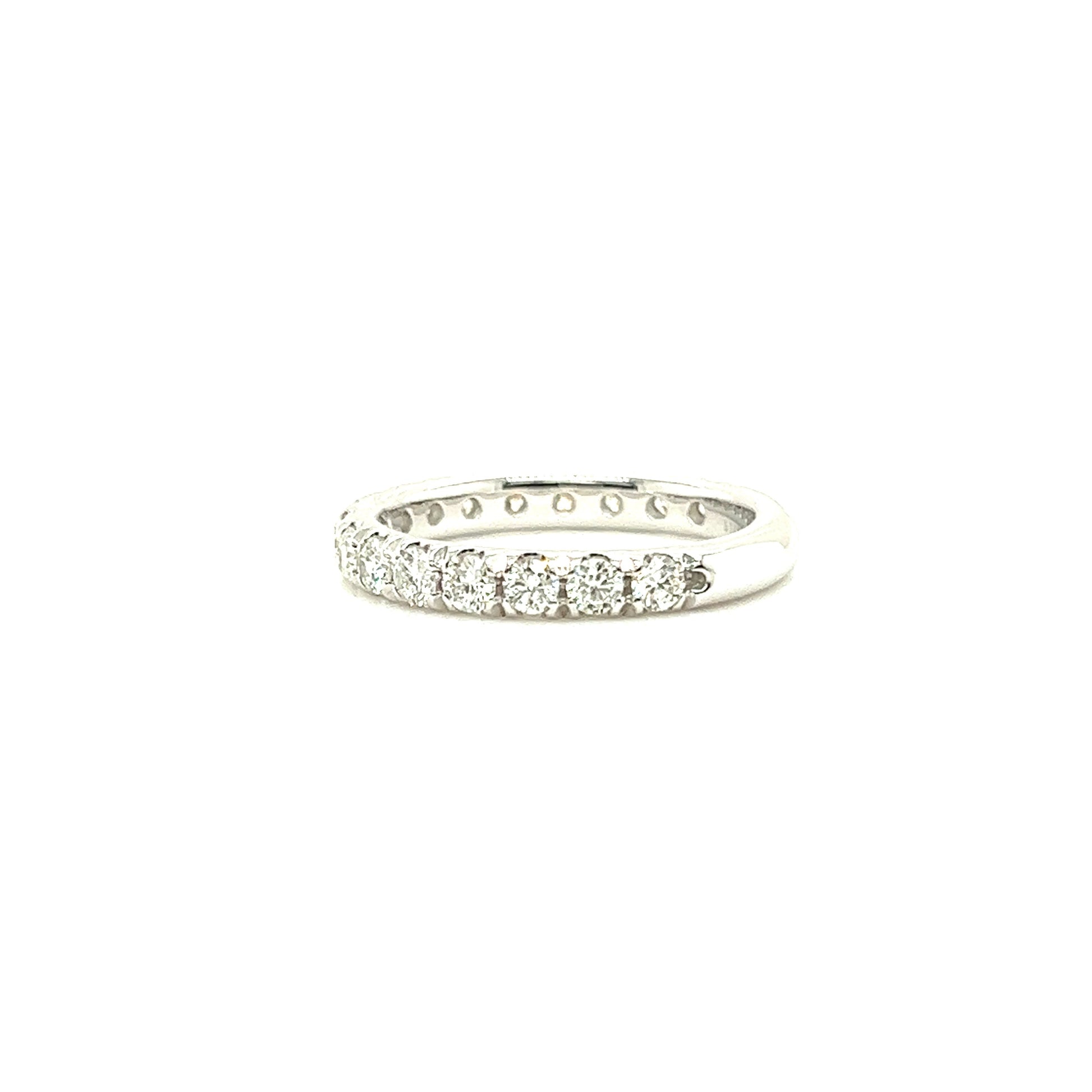 French-set Diamond Ring with 1ctw of Diamonds in 14K White Gold Right Side View