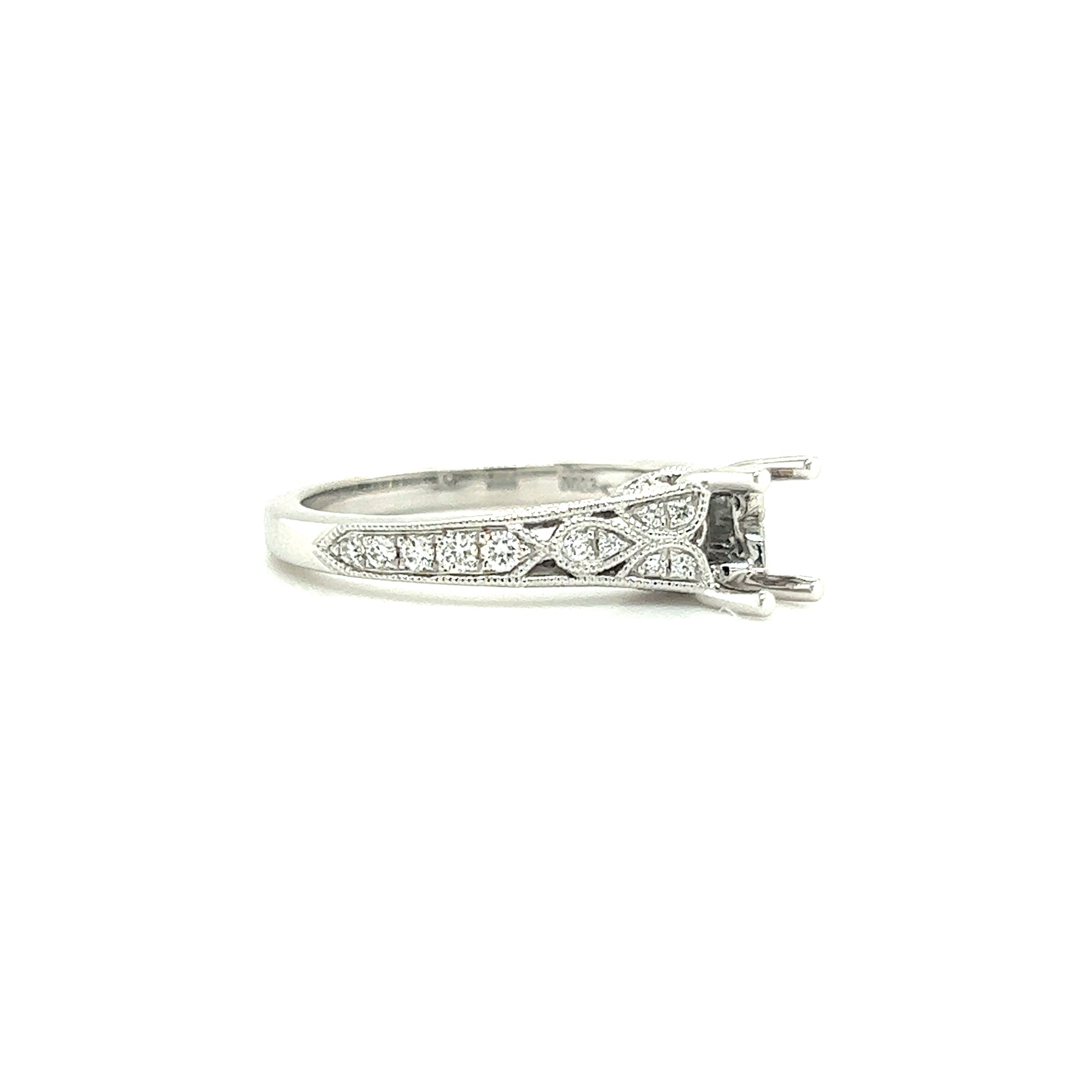 Four Prong Ring Setting with 0.20ctw of Diamonds in 14K White Gold Left Side View