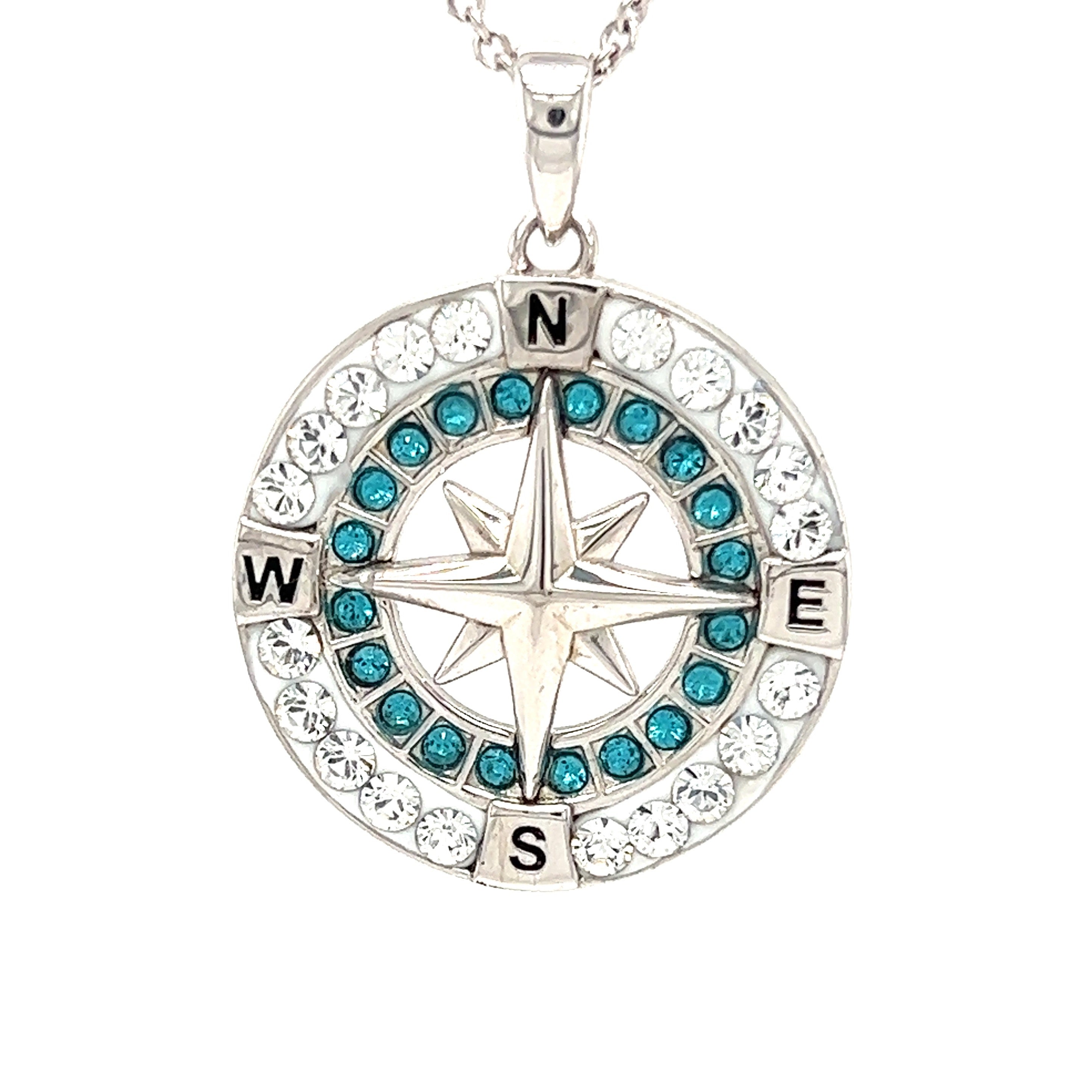 Engravable Greek Compass Pendant with Braided Leather Necklace
