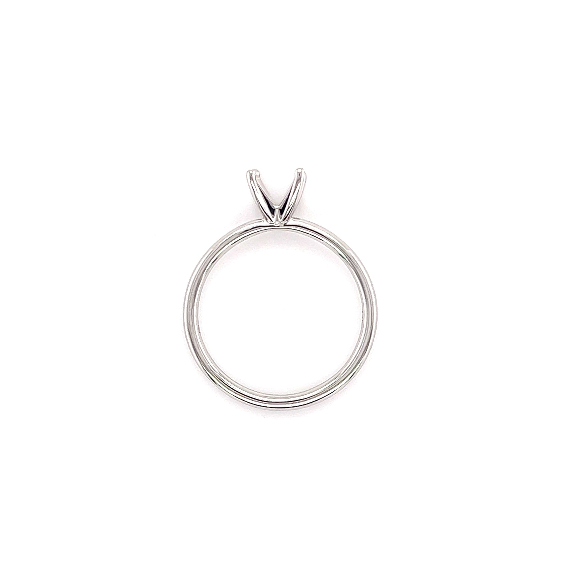 Solitaire Ring Setting with Four Prong Head in 14K White Gold Top View