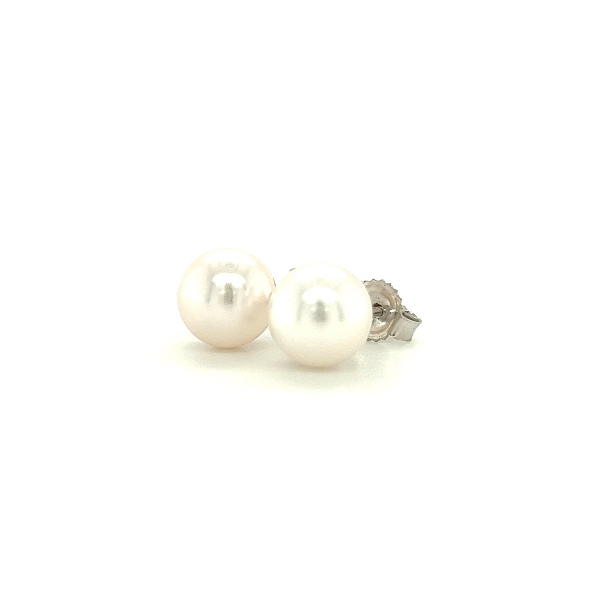 Pearl 6.5mm Stud Earrings in 14K White Gold Right Side View