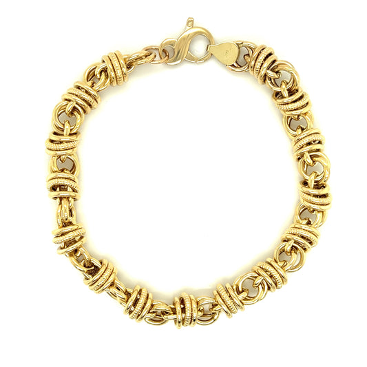Double Link Bracelet with Loose Rings in 14K Yellow Gold Top View