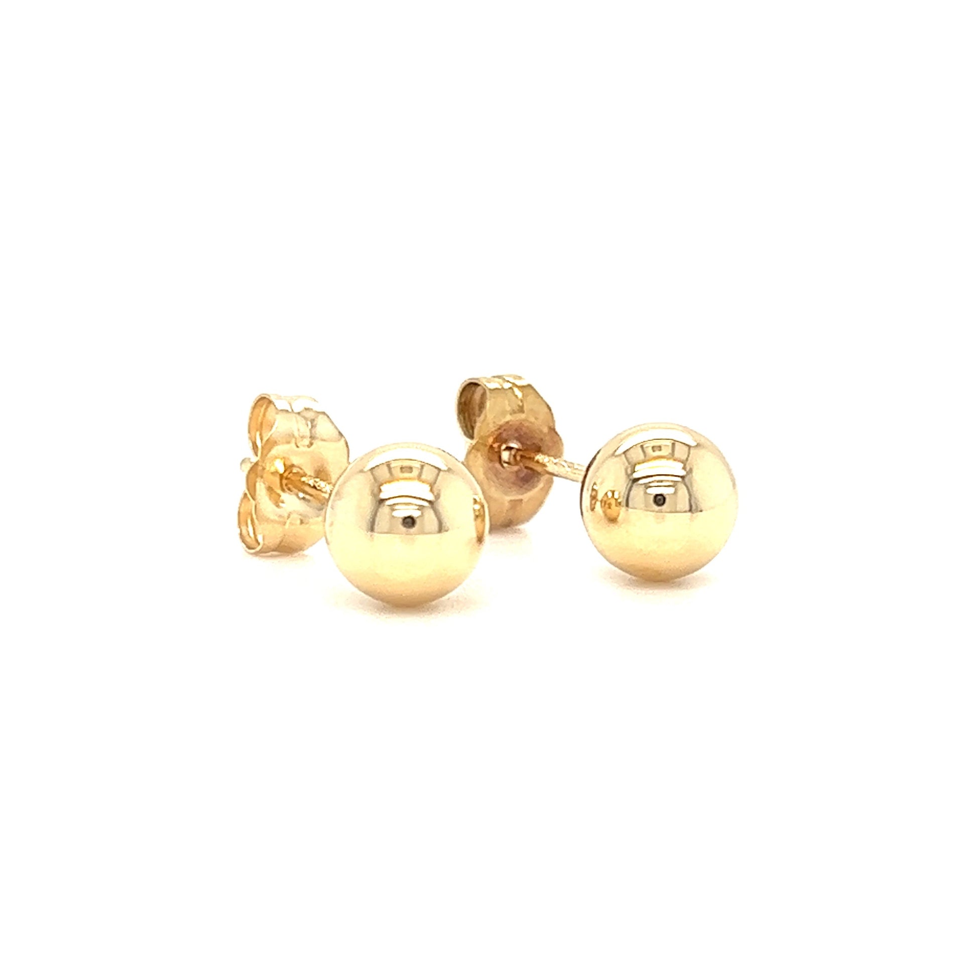 Ball 6mm Stud Earrings in 14K Yellow Gold Left Side View