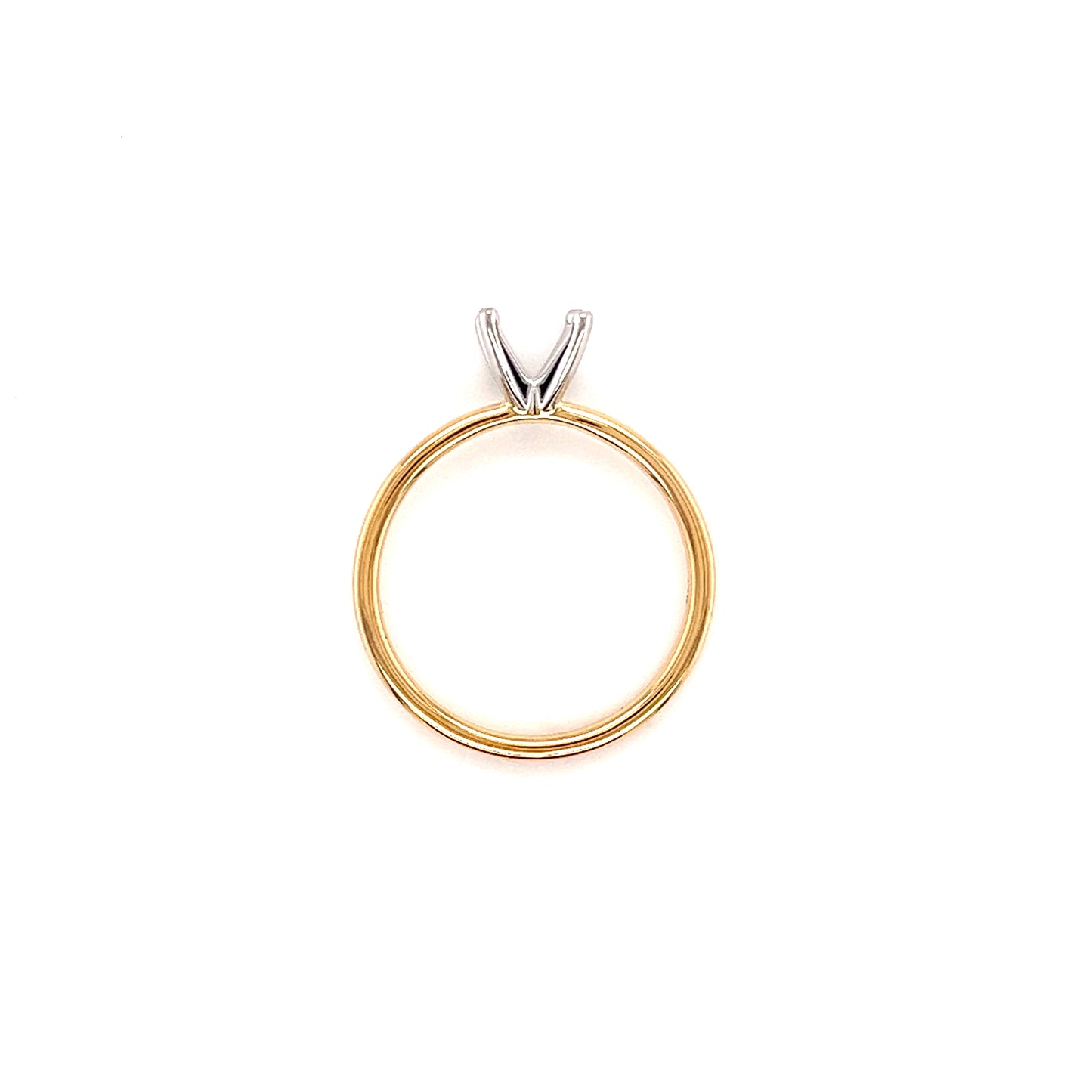 Solitaire Ring Setting with Four Prong Head in 14K Yellow Gold Top View