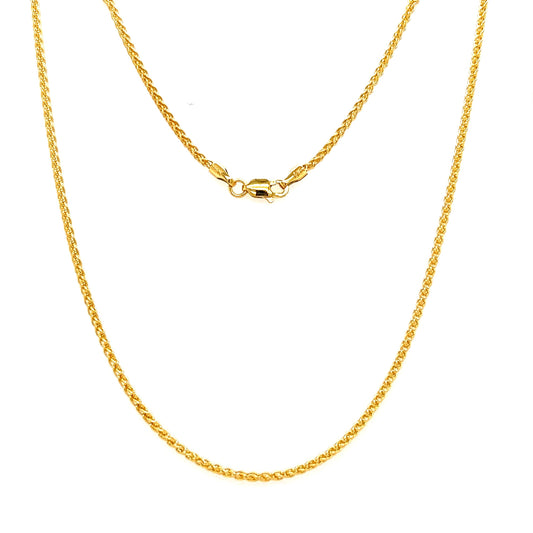 Wheat Chain 1.65mm with 16in Length in 10K Yellow Gold Full Chain View