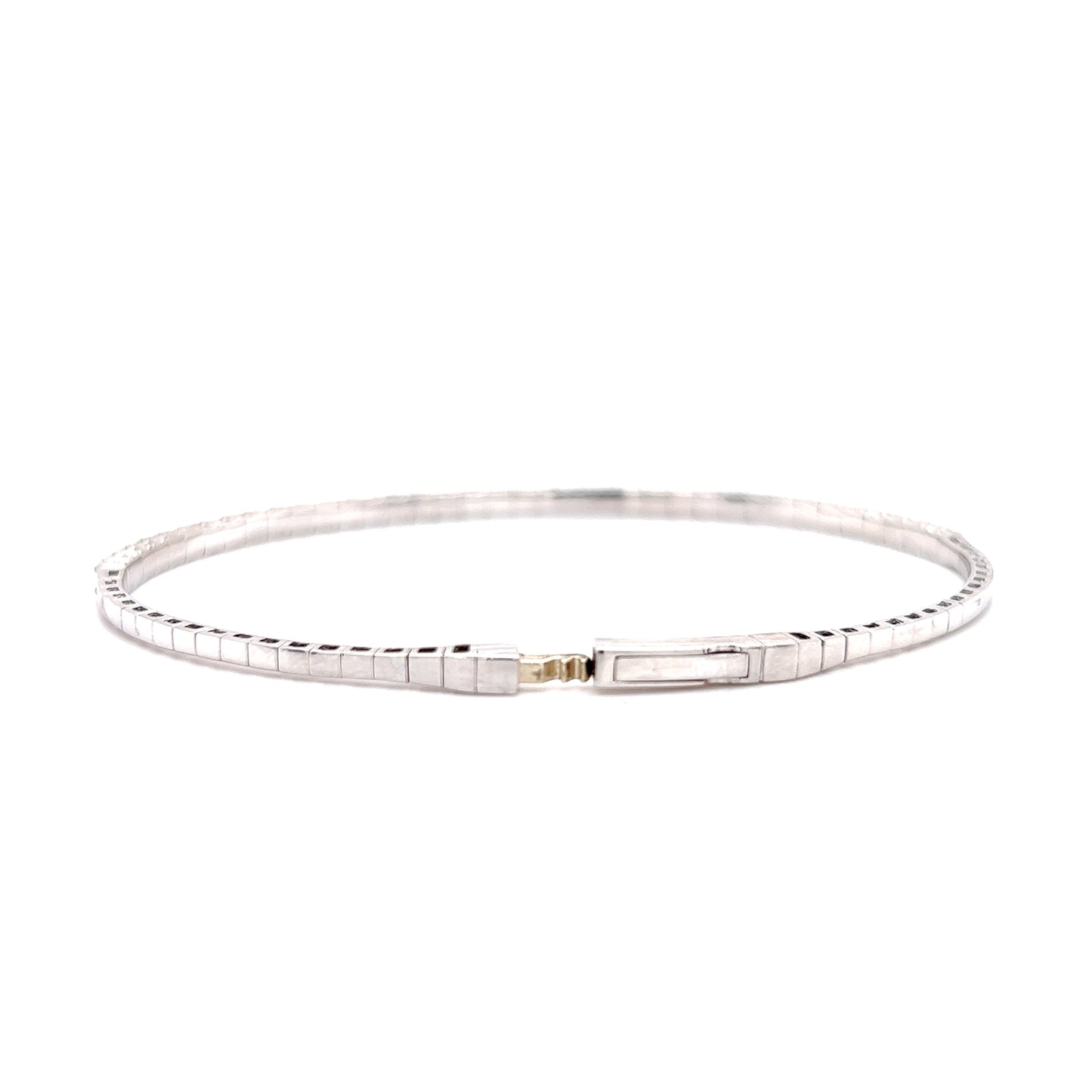 Flexible Bangle Bracelet with 1.48ctw of Diamonds in 14K White Gold Back View with Open Catch