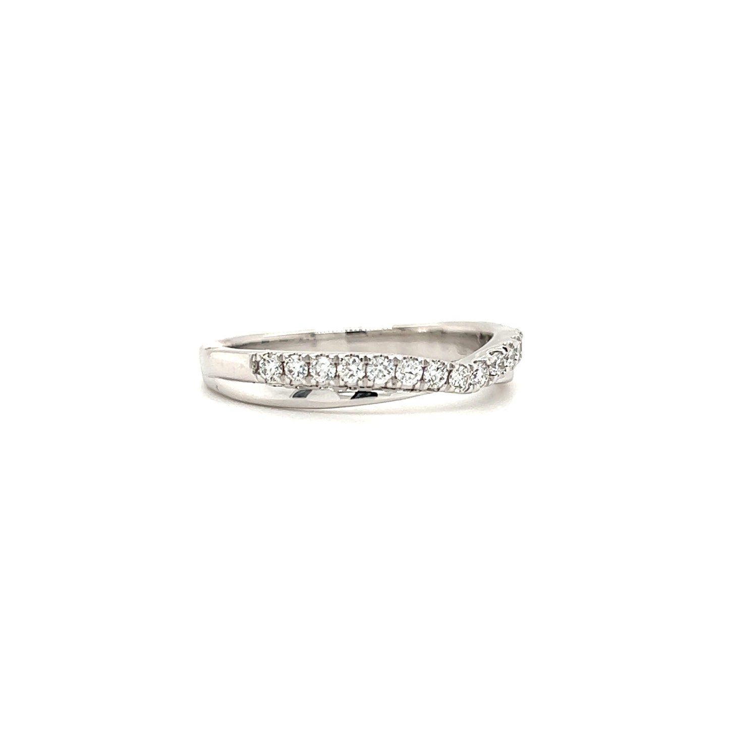 Diamond Chevron Ring with Sixteen Diamonds in 14K White Gold Left Side View