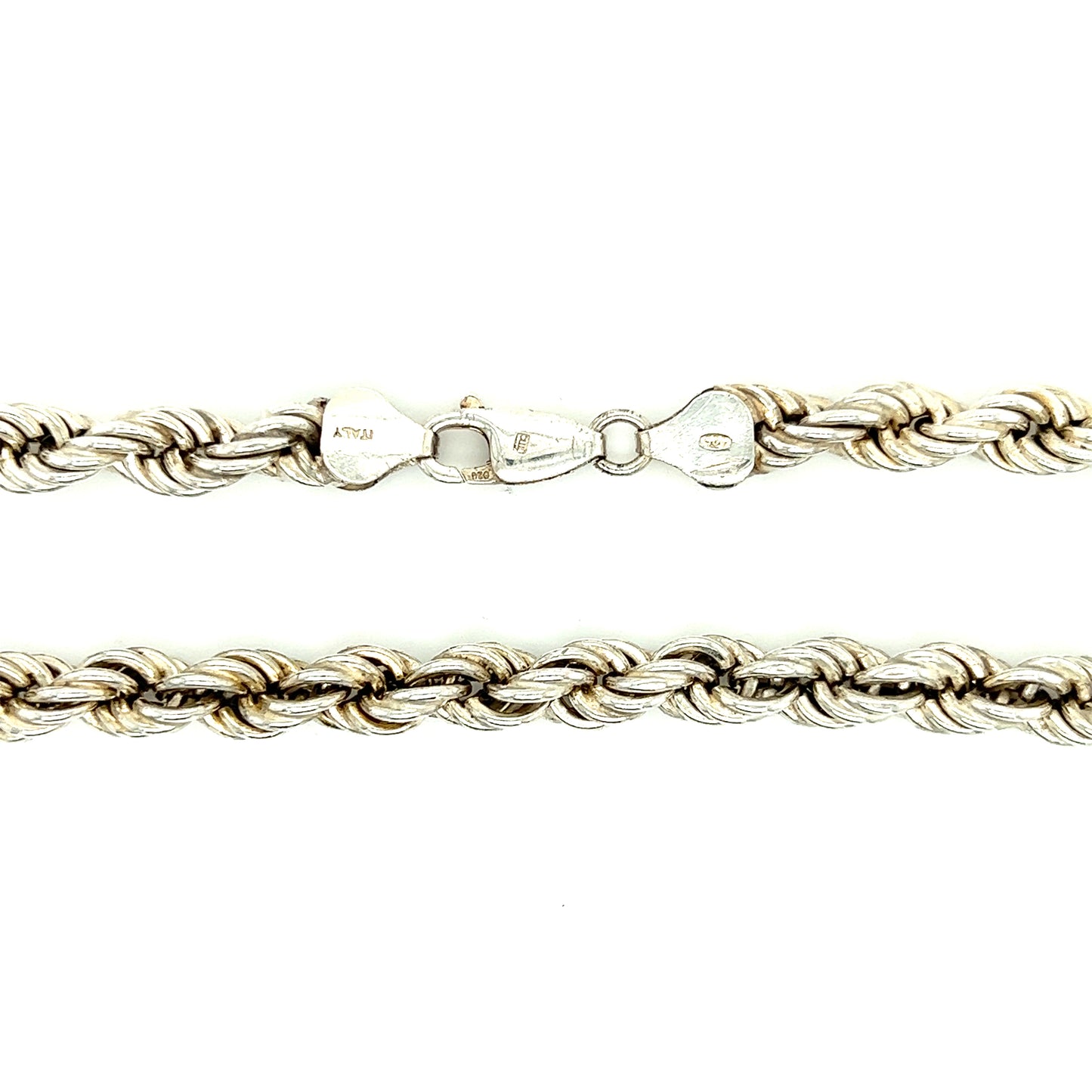 Rope Chain 6mm with 20in Length in Sterling Silver Chain and Clasp View