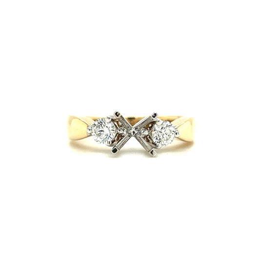Three Stone Ring Setting with 0.375ctw of Diamonds in 14K Yellow Gold Front View
