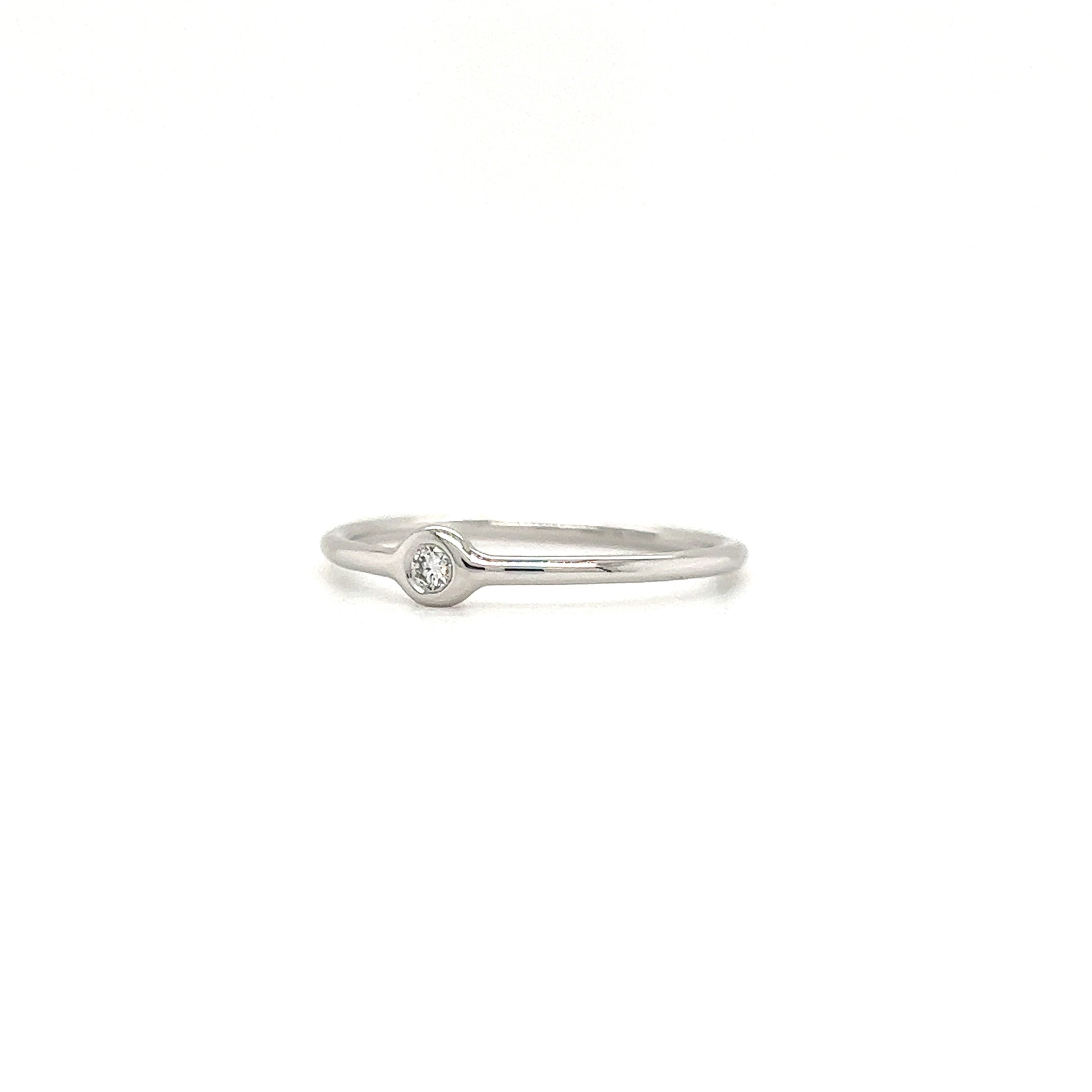 Bezel Diamond Ring in 14K White Gold Left Side View