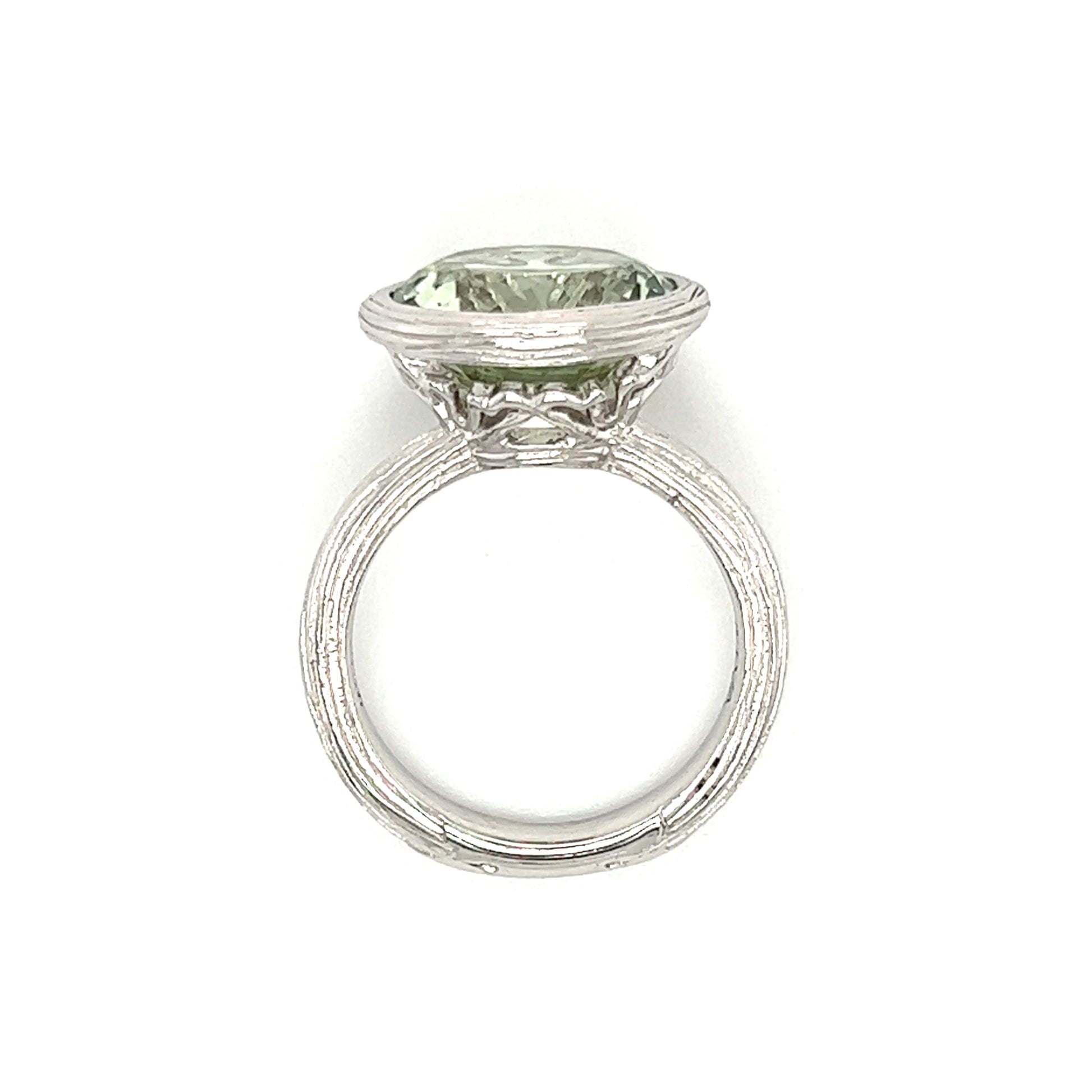 Green Mint Quartz Ring in Sterling Silver Top View