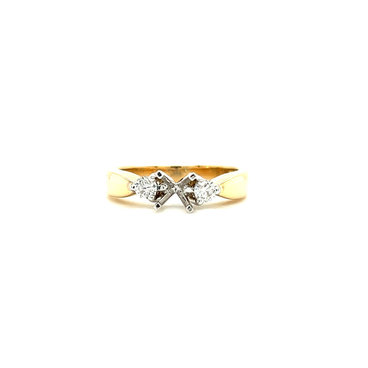 Three Stone Ring Setting with 0.2ctw of Diamonds in 14K Yellow Gold Front View