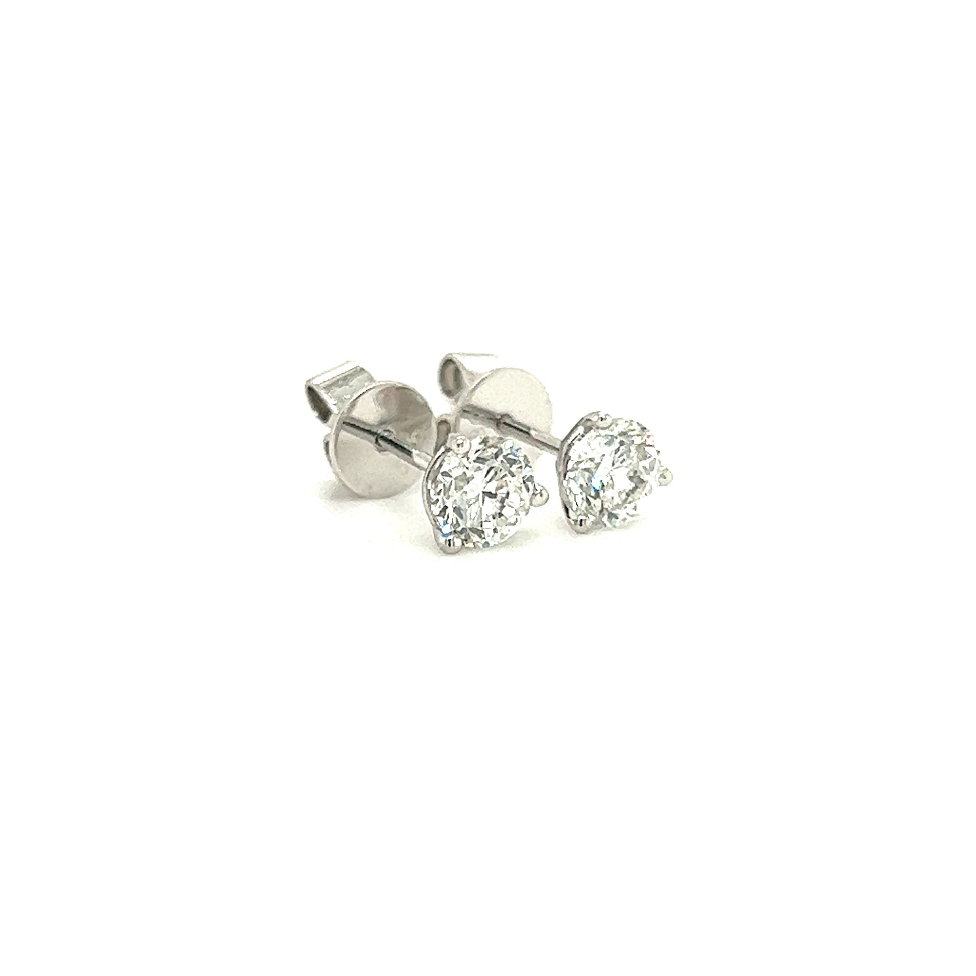 Diamond Stud Earrings with 0.75ctw of Diamonds in 14K White Gold Left Side View