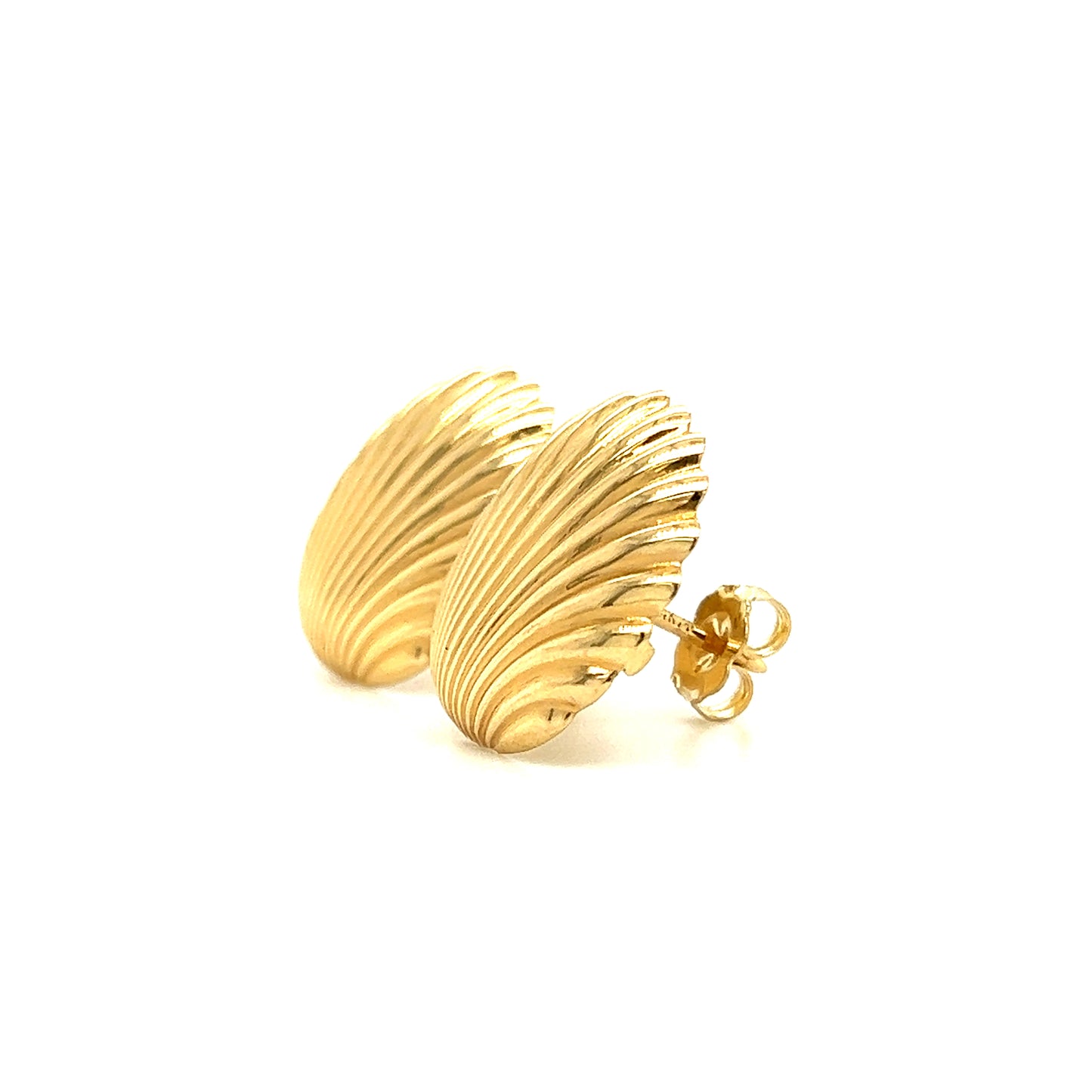Scallop Post Earrings in 14K Yellow GoldRight Size View
