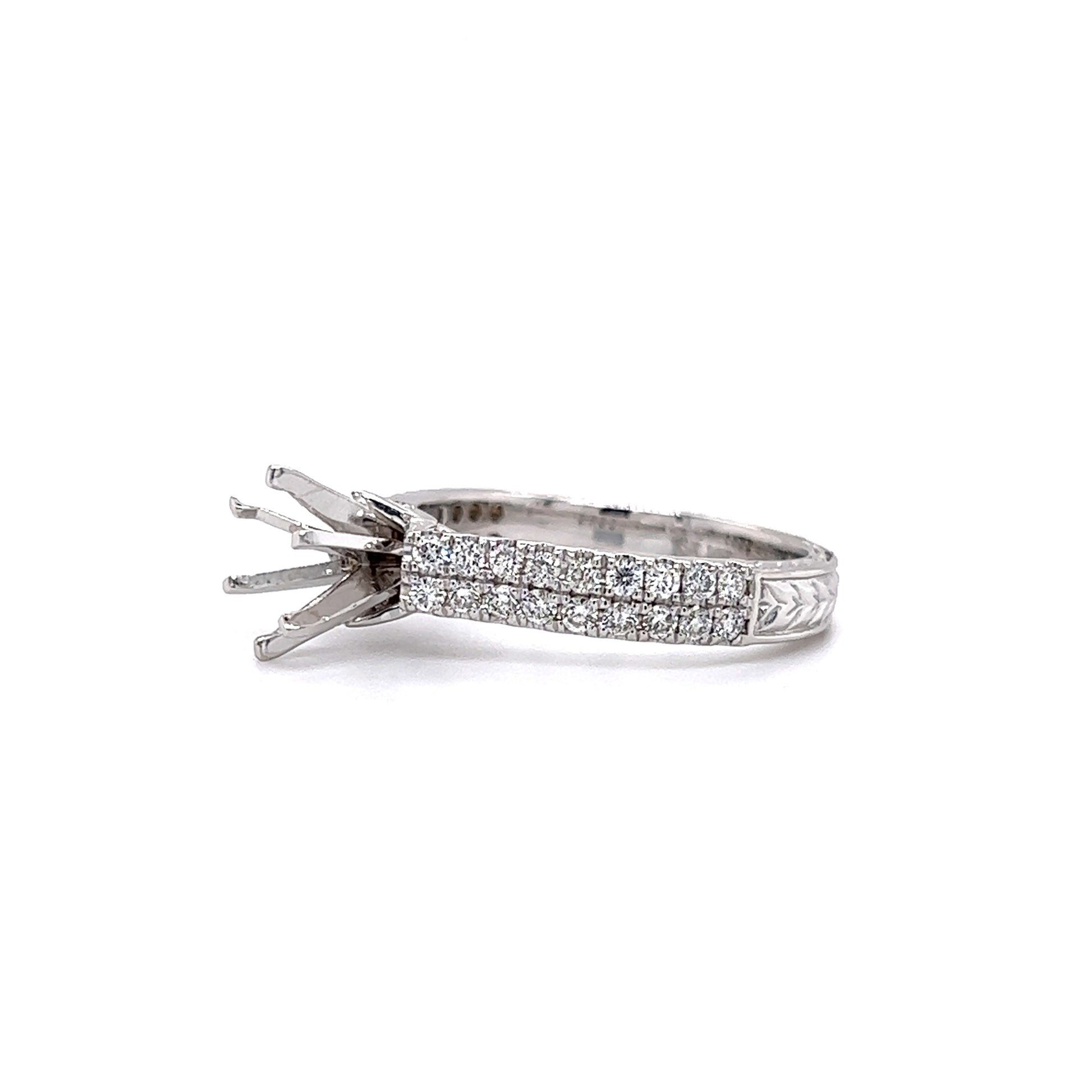 Six Prong Ring Setting with 0.56ct of Diamonds in 14K White Gold Right Side View
