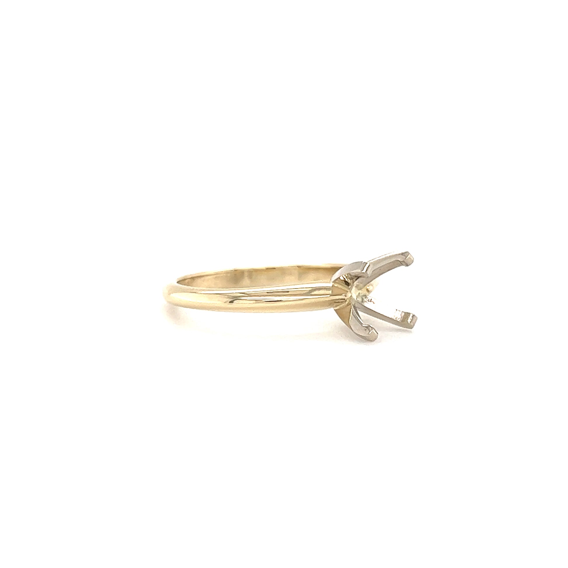 Solitaire Ring Setting with 4 Prong Head in 14K Yellow Gold Left Side View