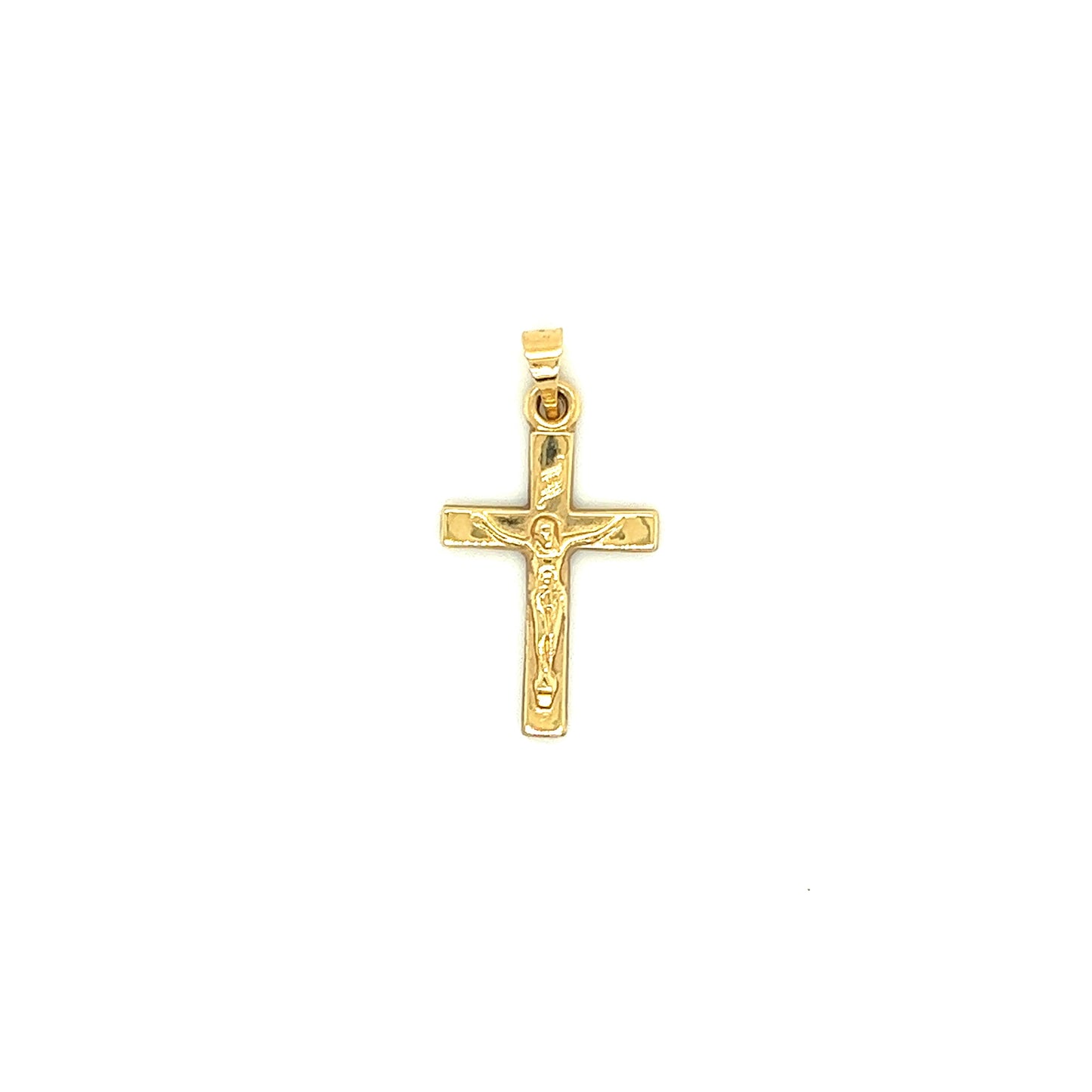 Small Crucifix Pendant in 14K Yellow Gold Pendant Front View