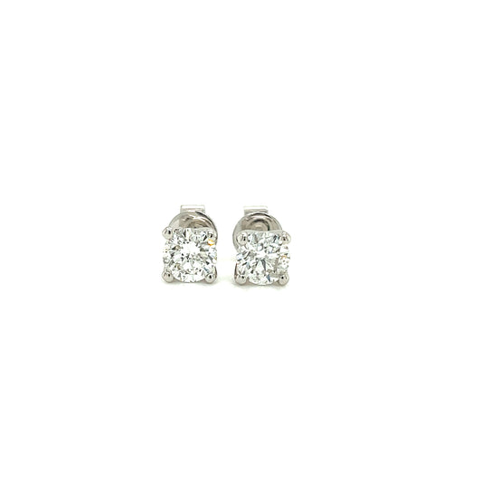 Diamond Stud Earrings with 1ctw of Diamonds in 14K White Gold Front View