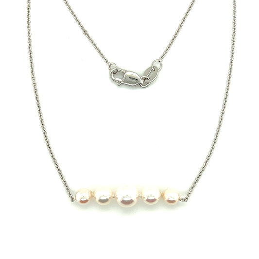 Add-a-Pearl Necklace with Five White Pearls in 14K White Gold