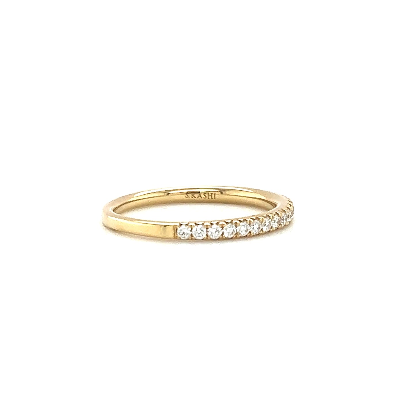 Diamond Ring with Twenty Four Diamonds in 14K Yellow Gold Right Side View