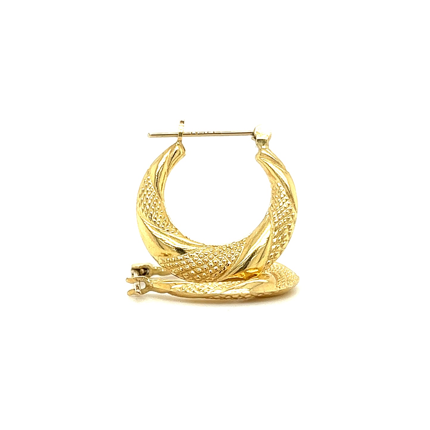 Copy of Hoop 20mm Earrings with Twisted Textured Pattern in 14K Yellow Gold 