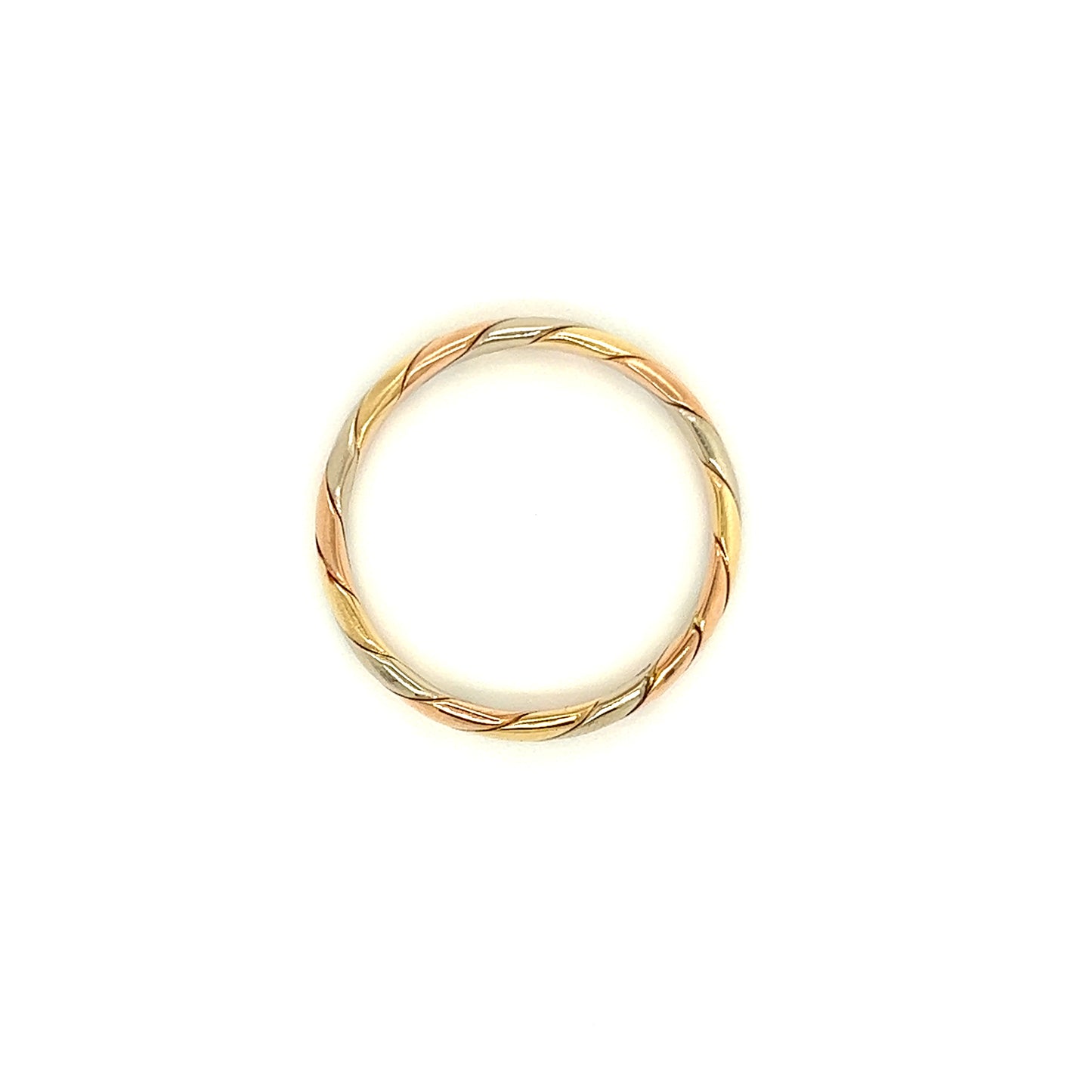 Woven 4mm Ring in 14K White and Yellow and Rose Gold Top View