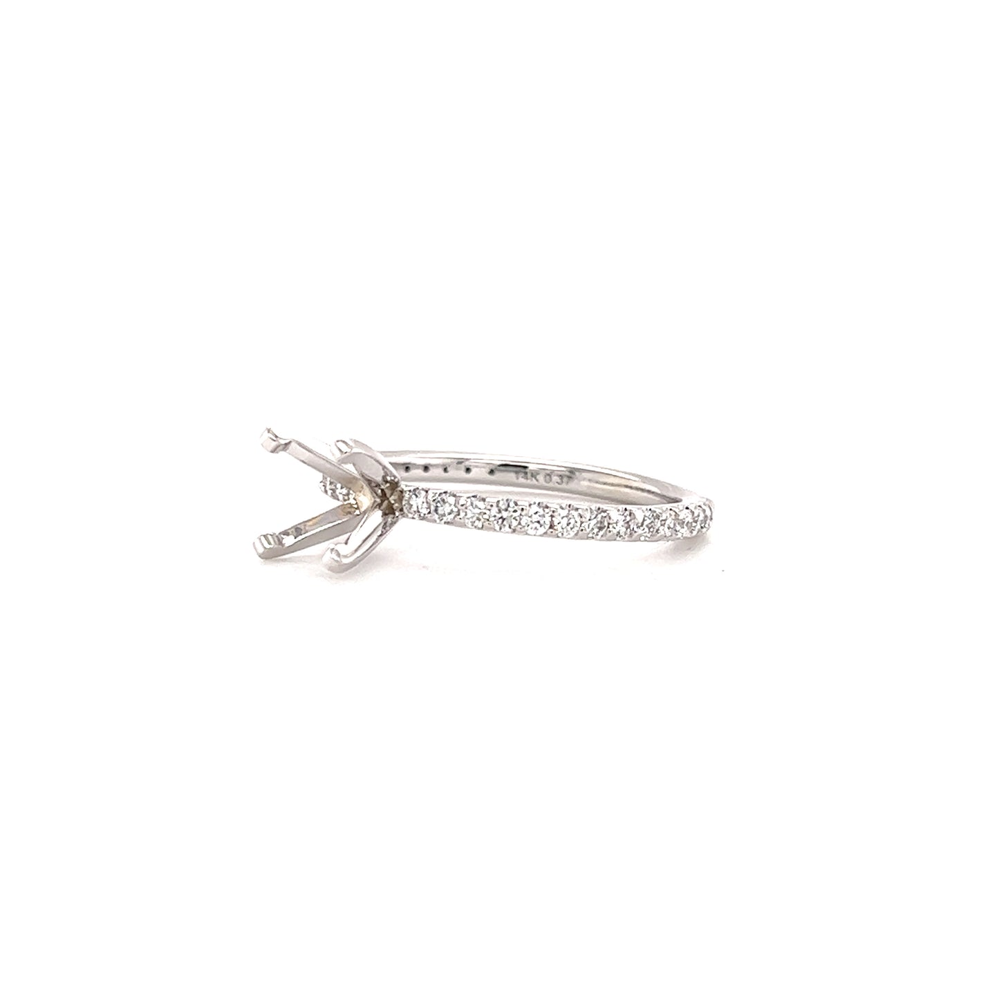 Solitaire Ring Setting with 0.37ct of Diamonds in 14K White Gold  Right Side View